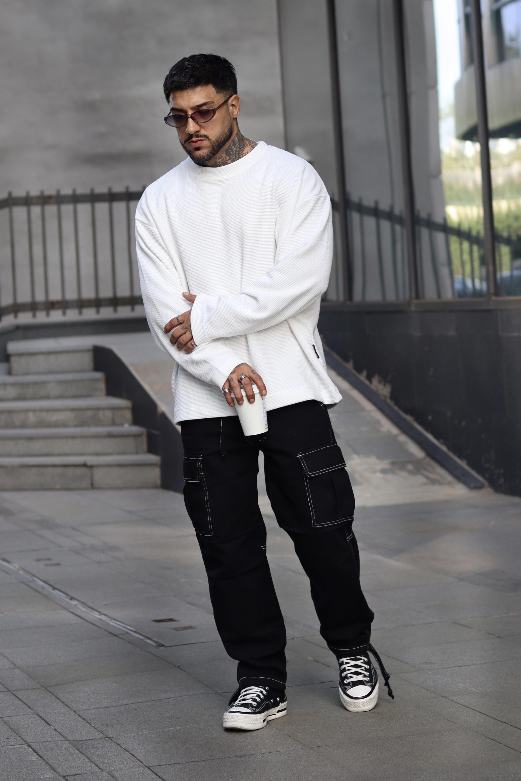 Basic oversize örme sweatshirt