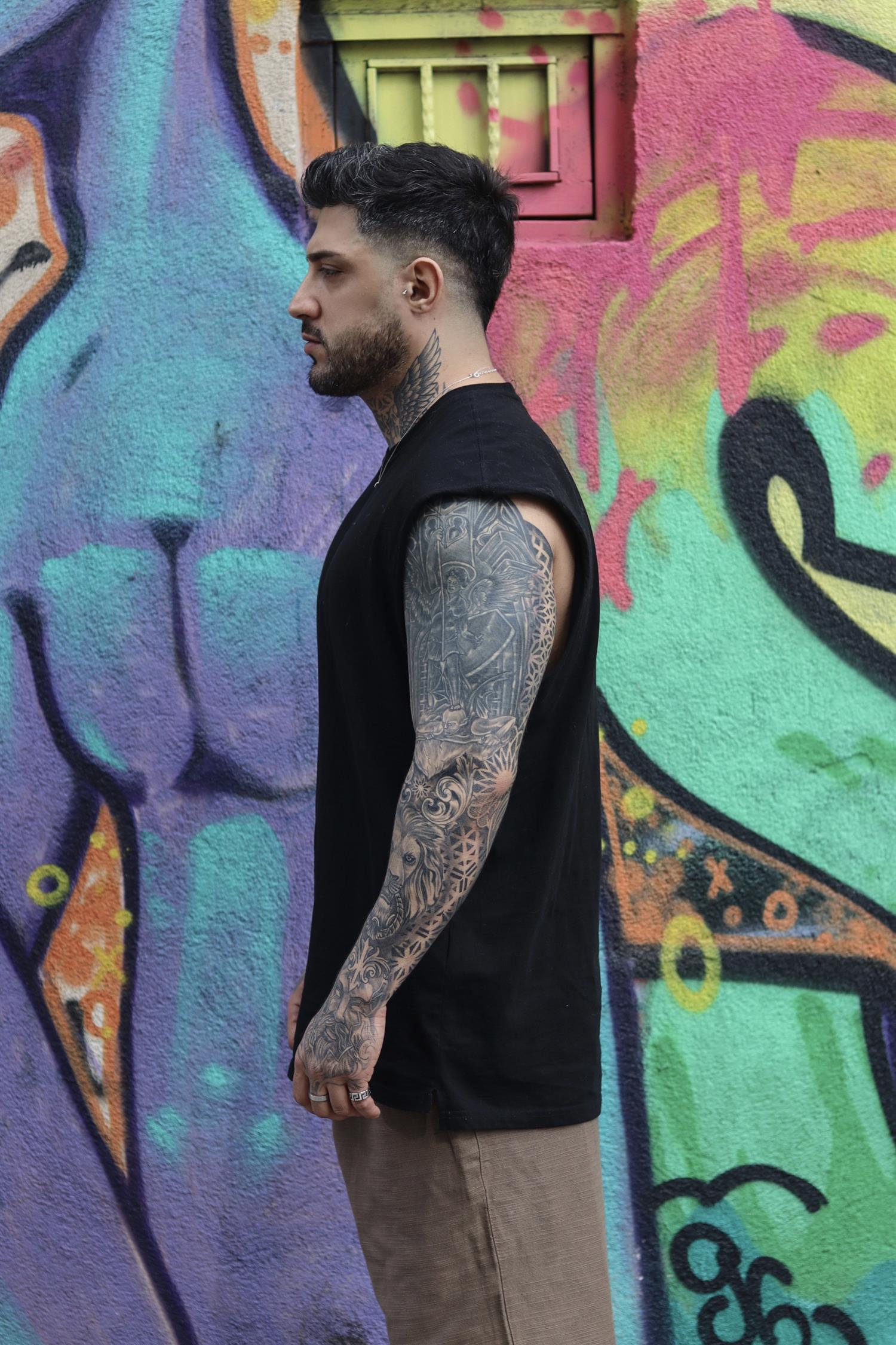 Basic siyah sıfır kol atlet