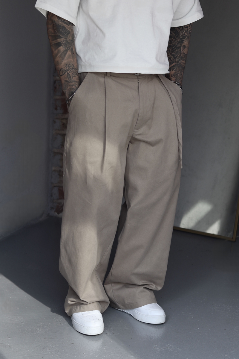 Beige Extra Baggy Pantolon 