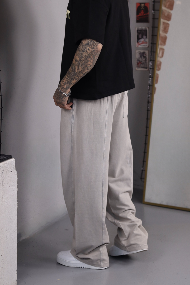 Beige Washed Baggy Eşofman
