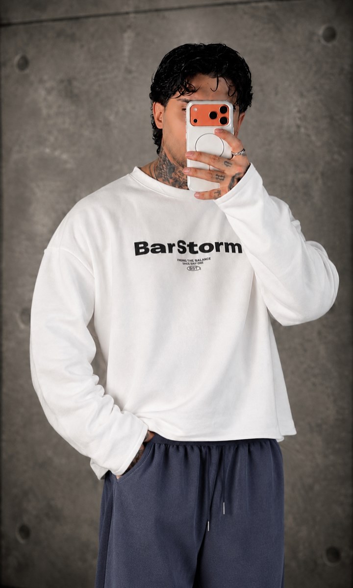 Beyaz Boxy Fit Sweatshirt