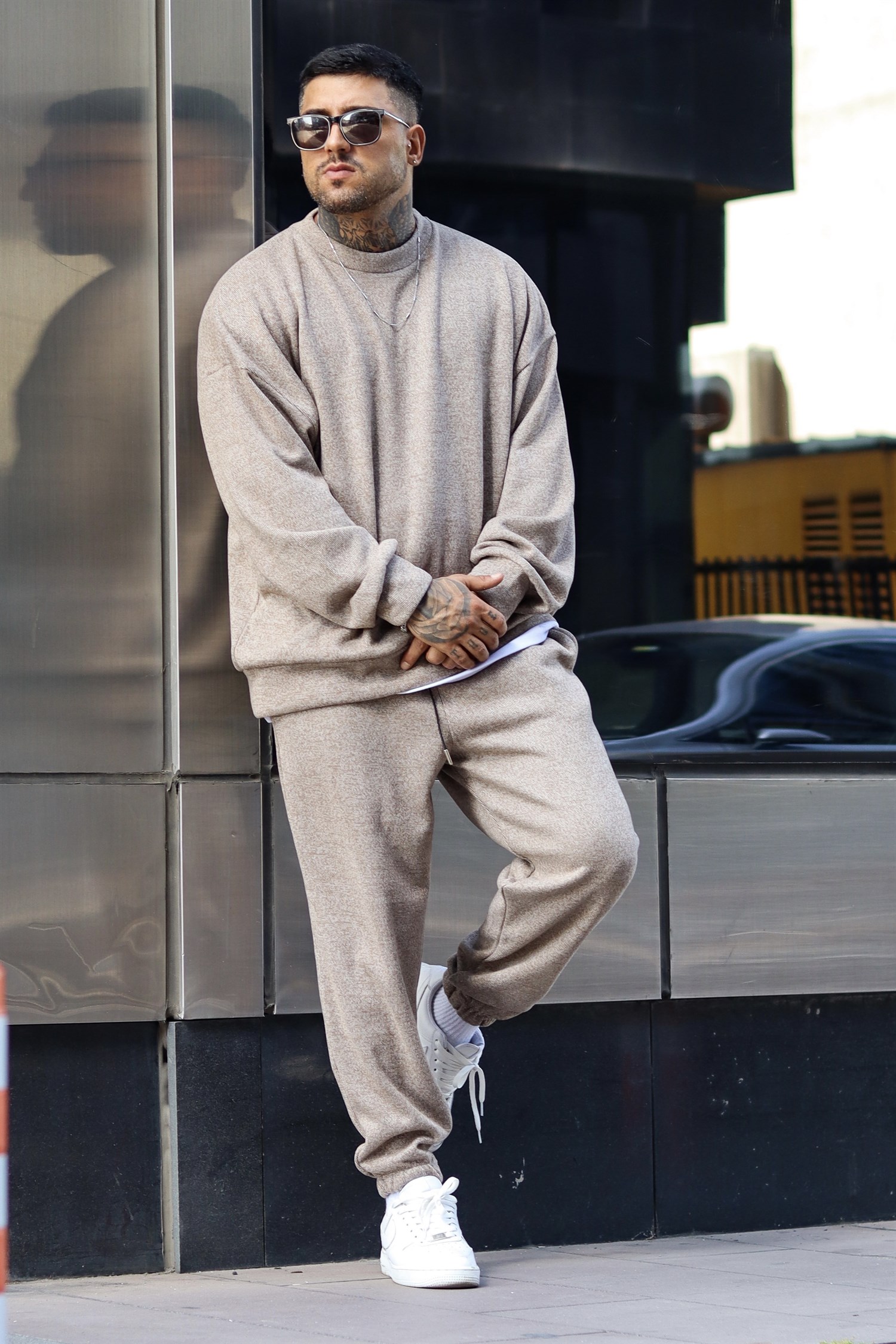 Bisklet yaka oversize takım