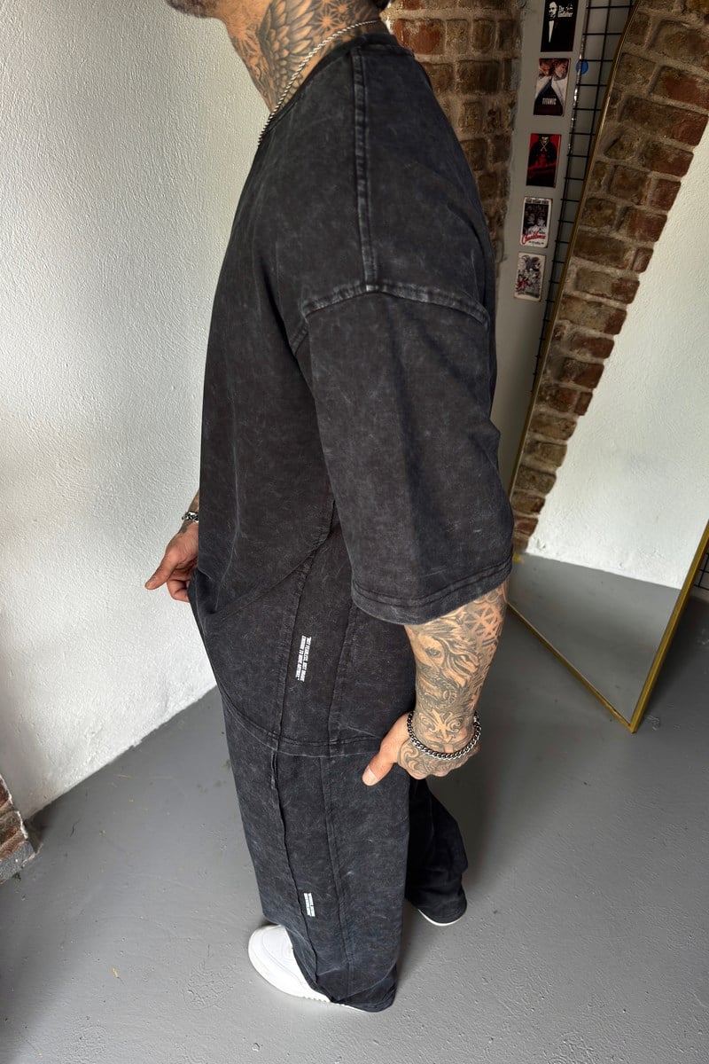 Black Acid Wash Set