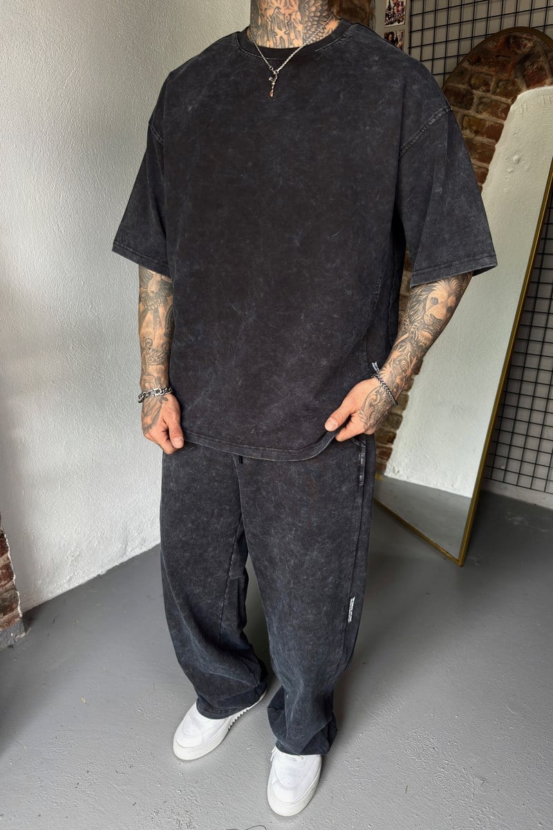Black Acid Wash Set
