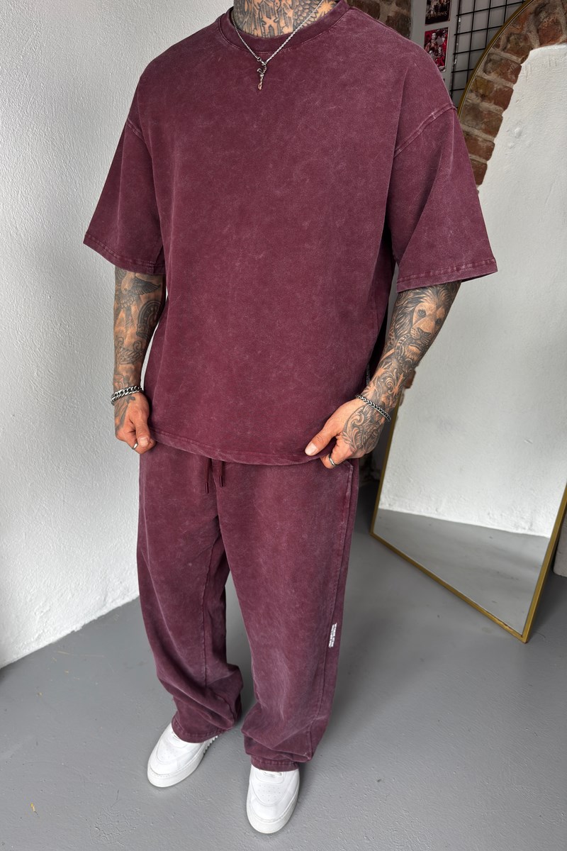 Bordo Acid Washed Oversize Takım