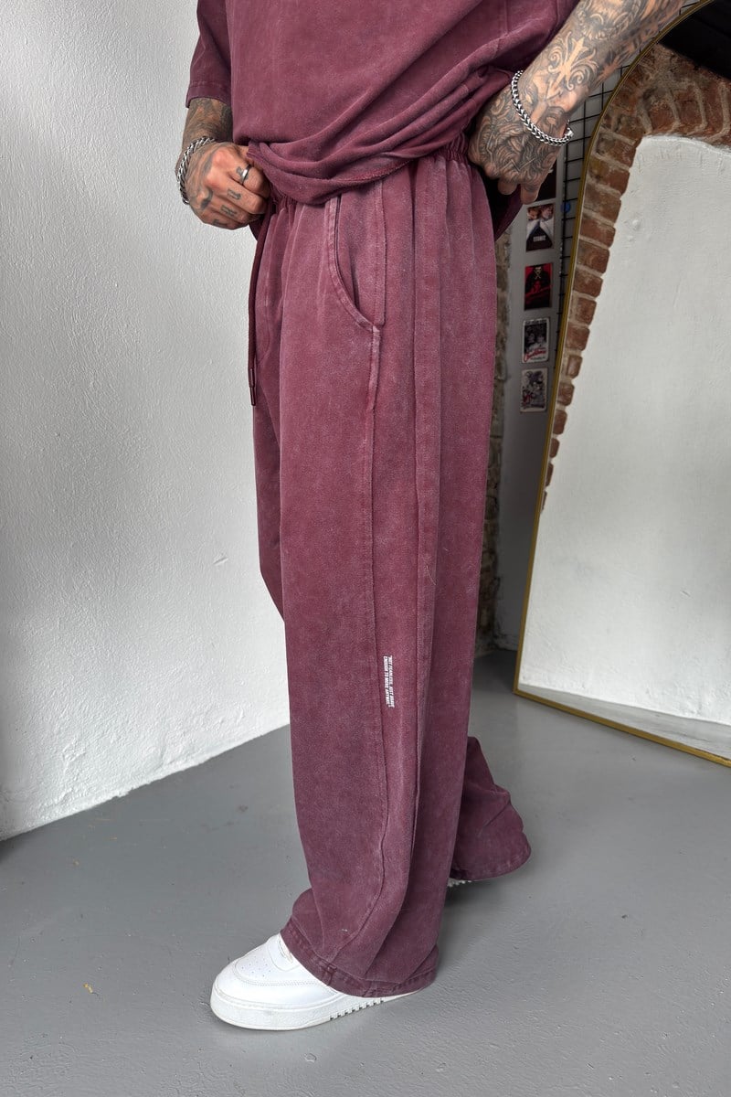 Bordo Acid Washed Oversize Takım