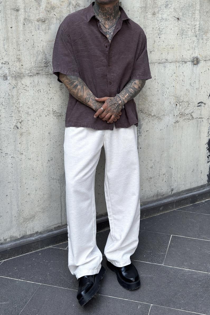 Bordo Oversize Kısa Kollu Gömlek