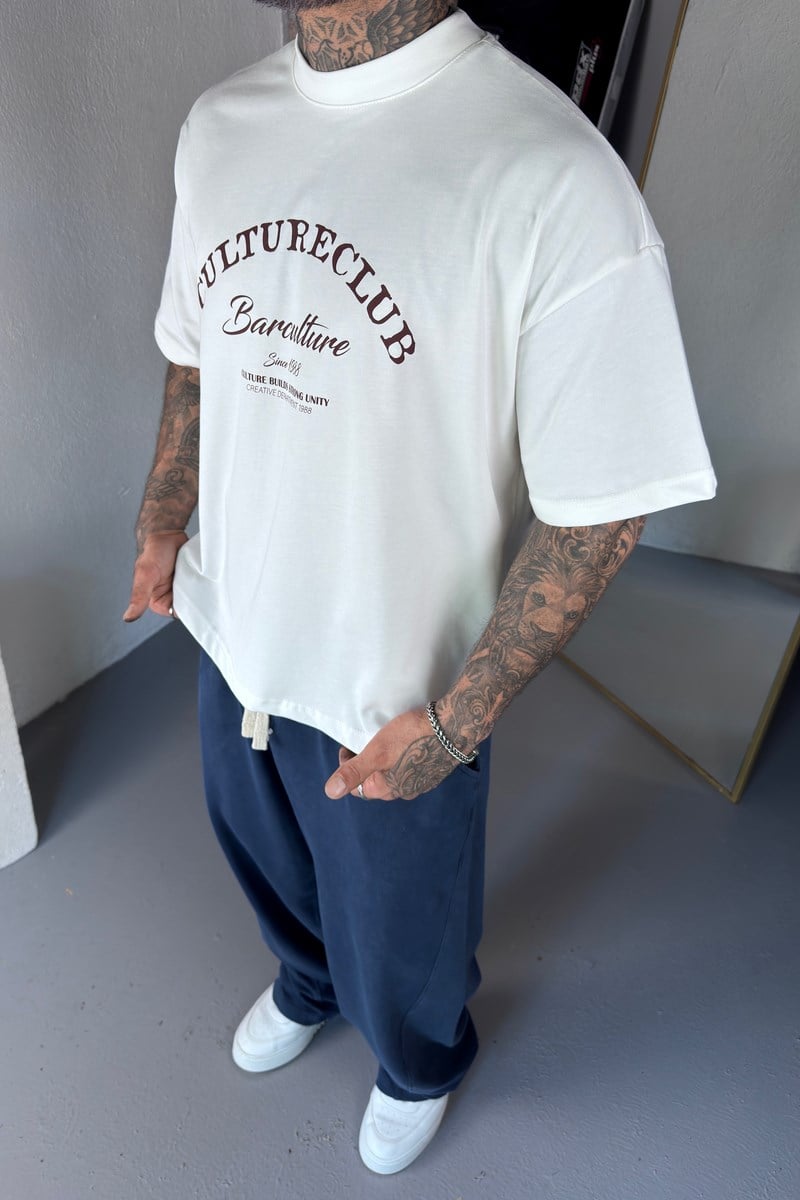 Boxy Fit Minimal Baskı Tshirt