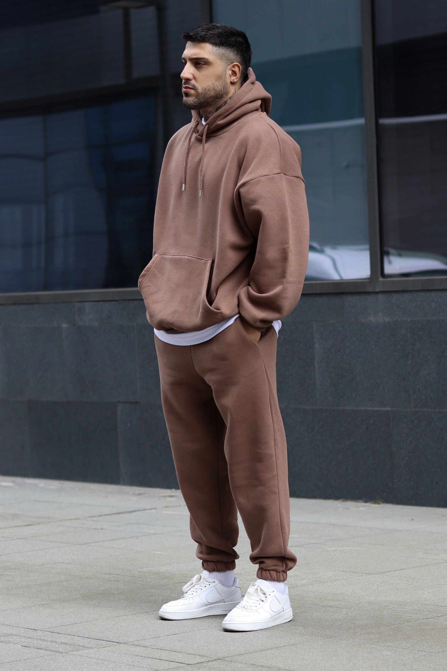 Brown oversize 3 iplik takım