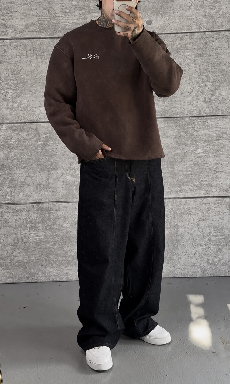 Brown Washed Oversize Sweatshirt