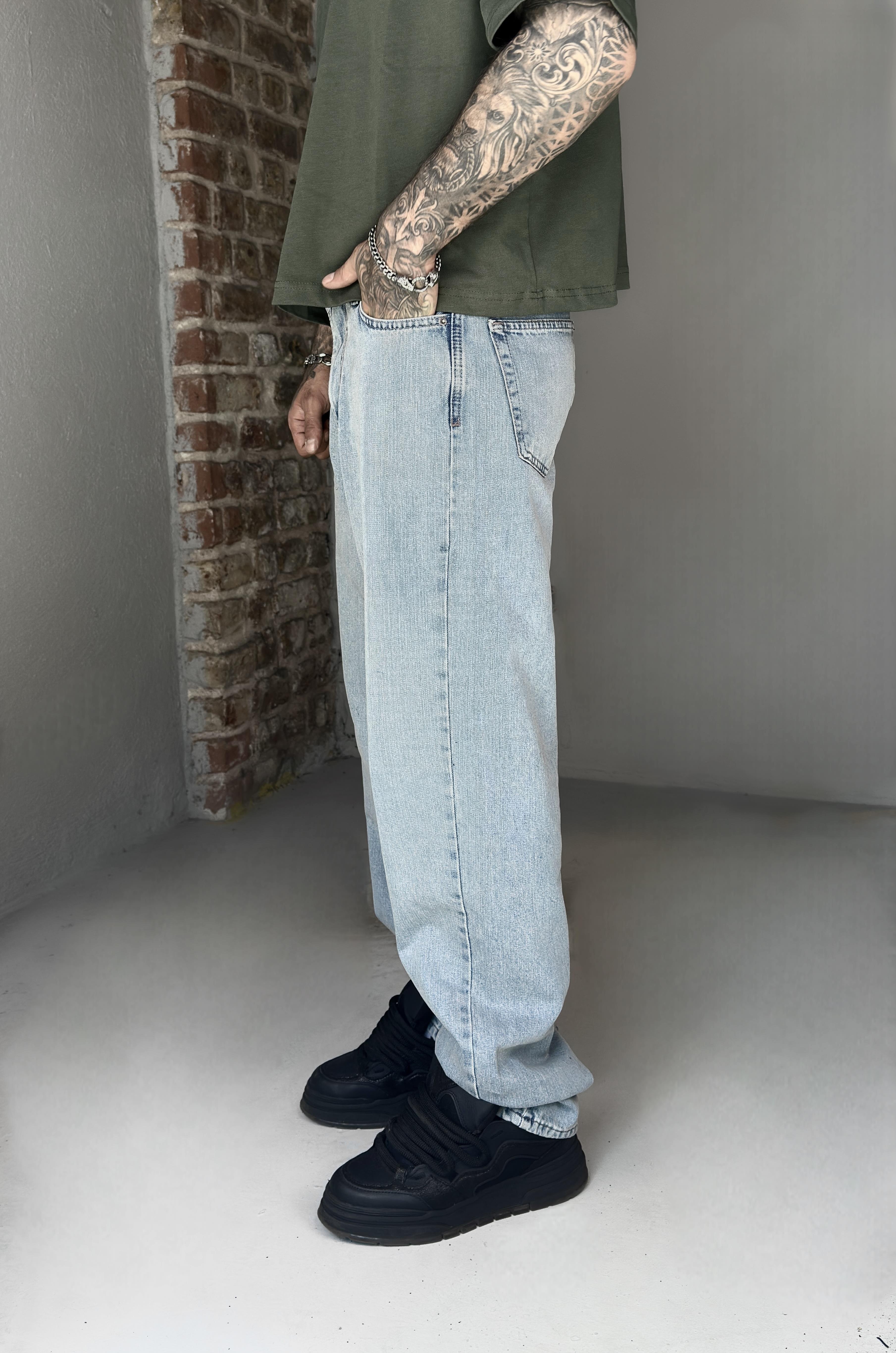 Buz Mavi Baggy Pantolon