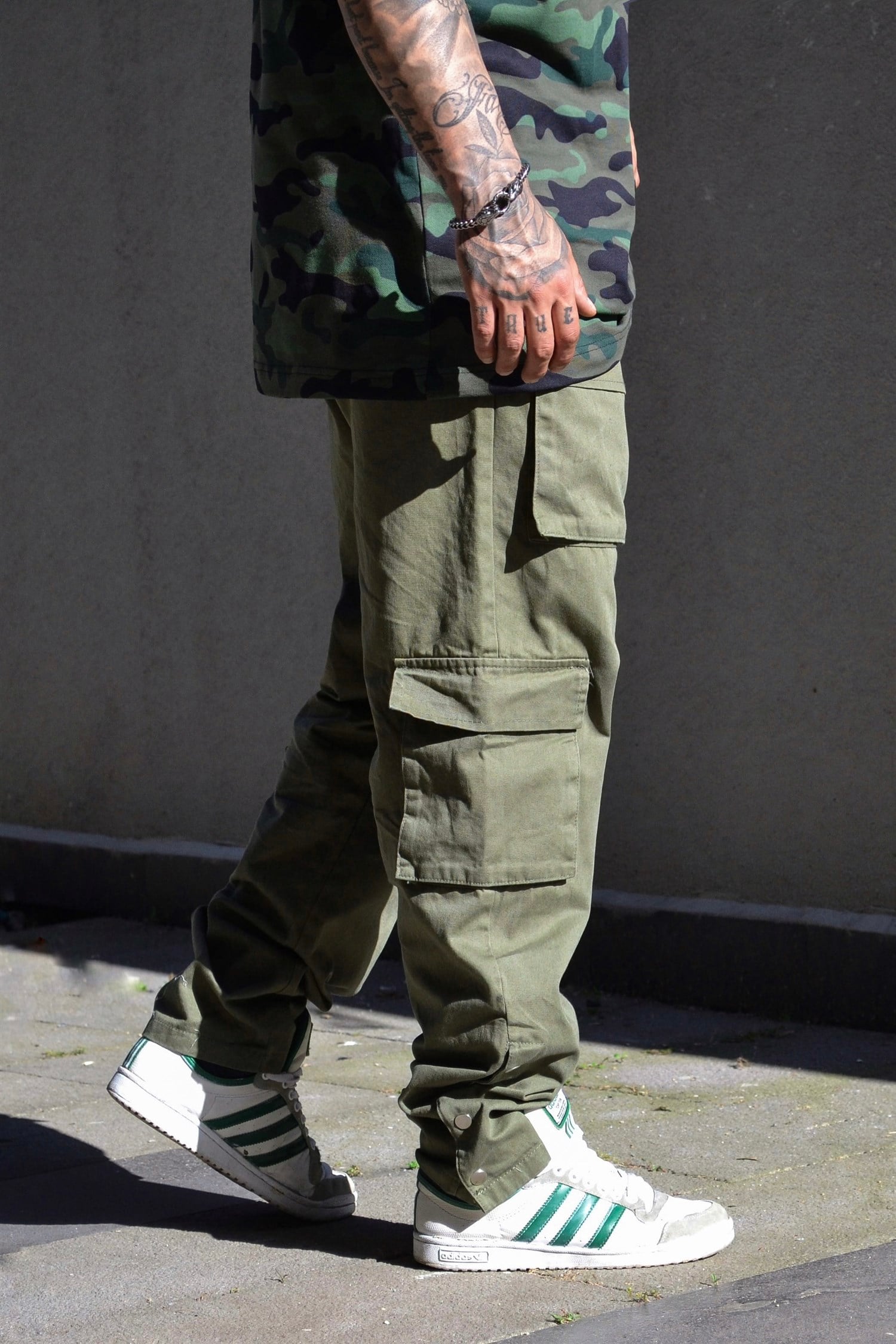 Cargo loose fit haki pantalon