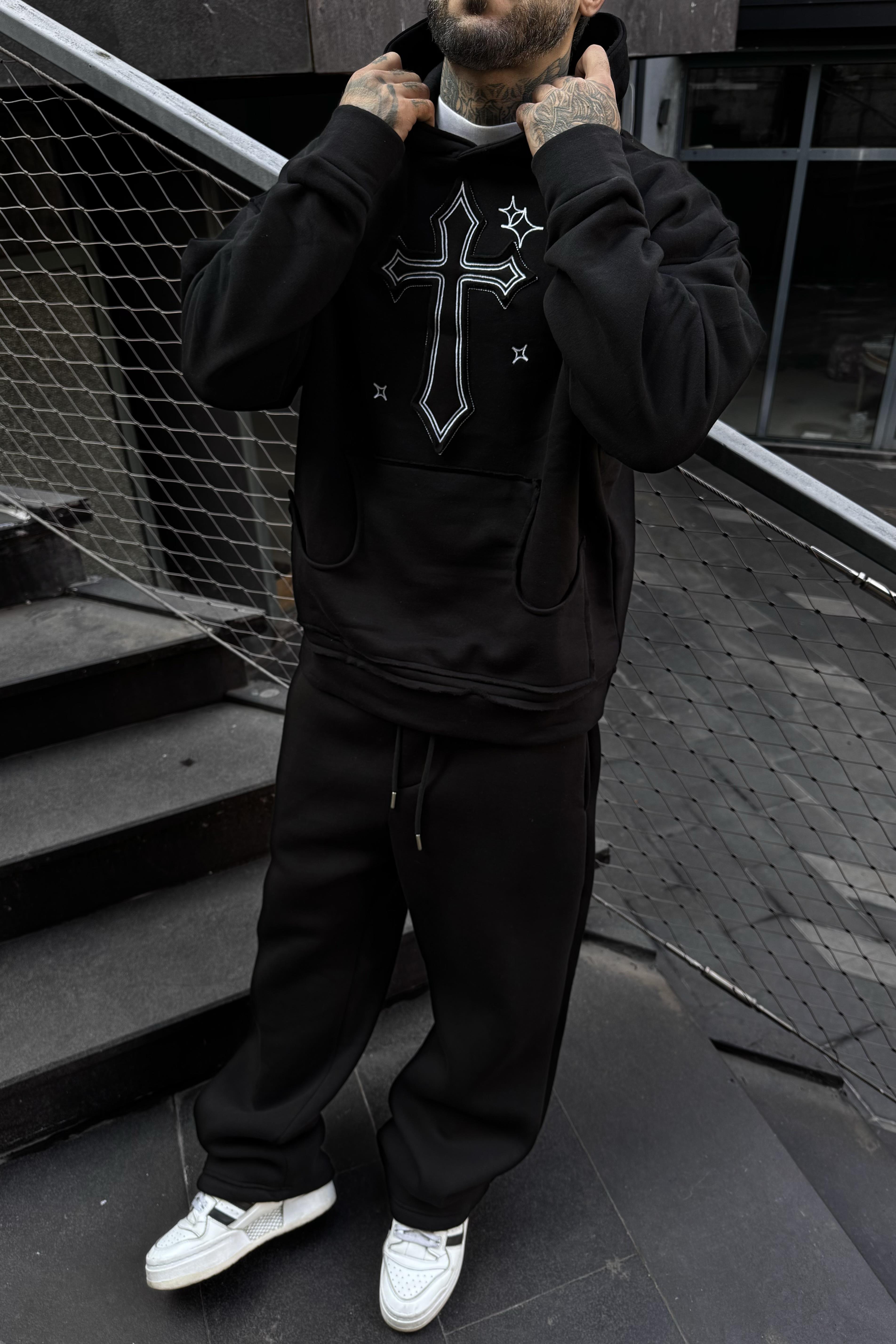 Christian siyah oversize hoodie
