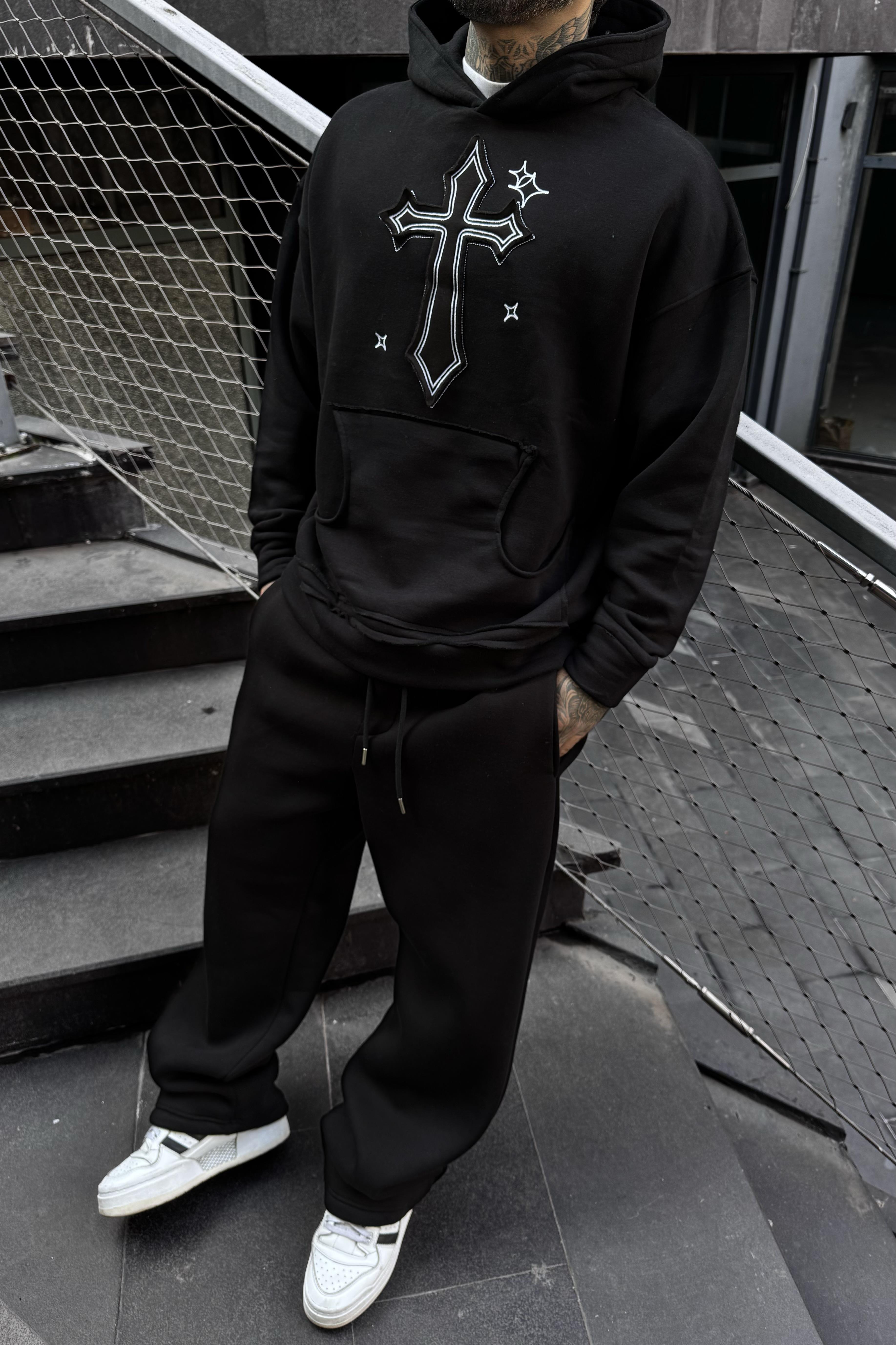 Christian siyah oversize hoodie
