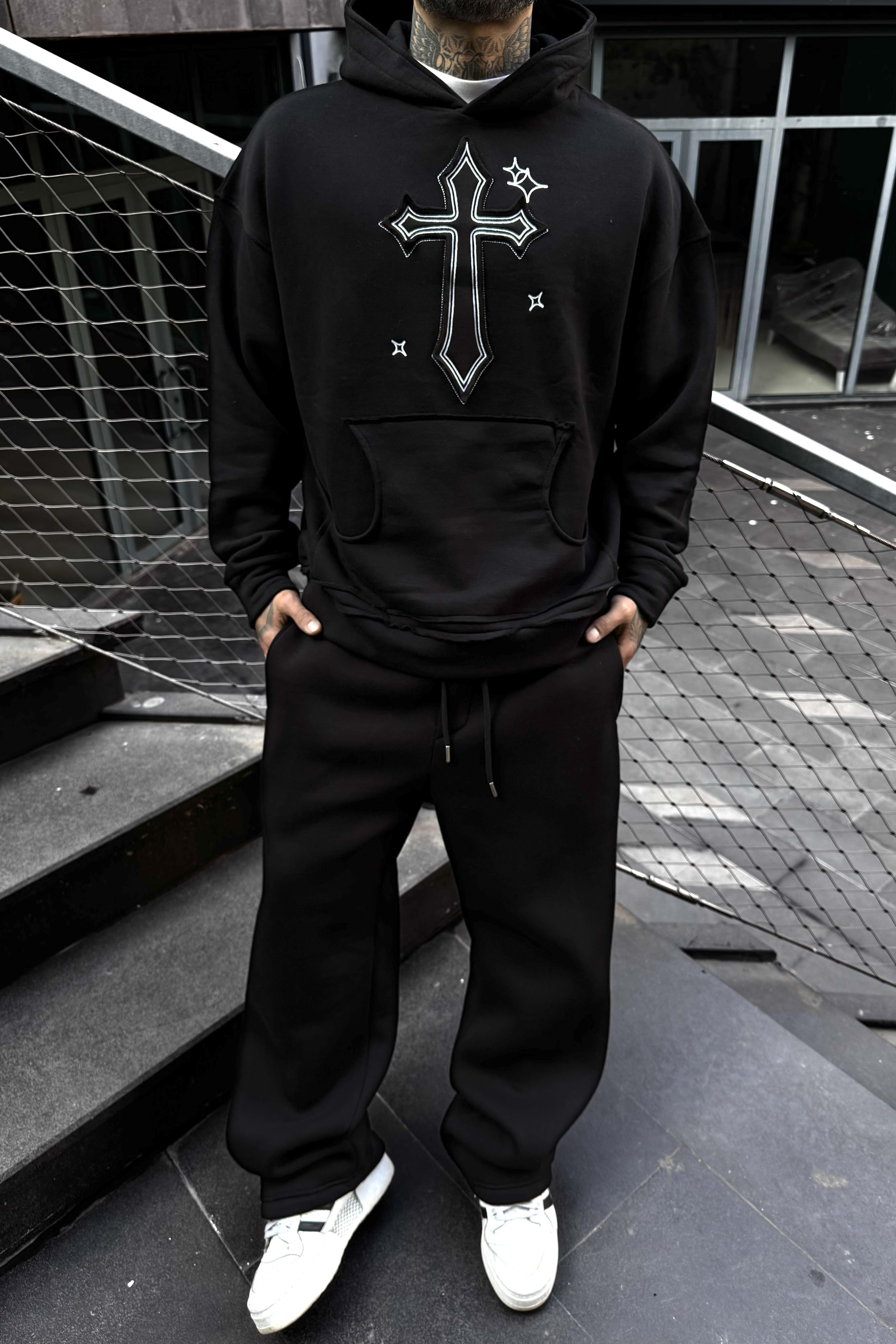 Christian siyah oversize hoodie