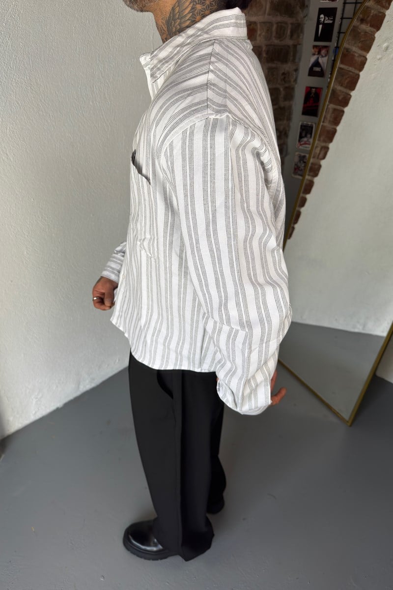 Çizgili Oversize Cepli Gömlek