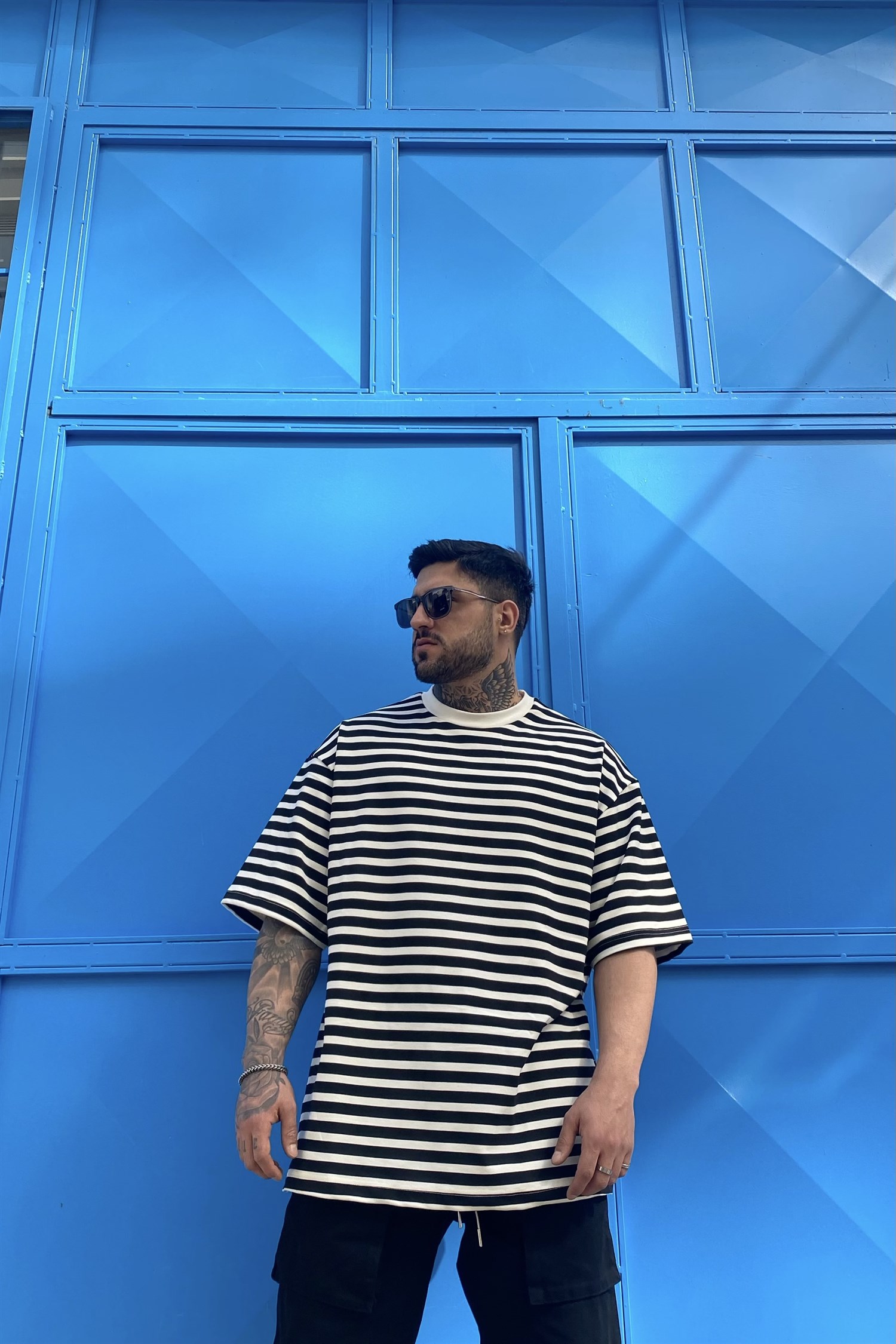 çizgili oversize t-shirt