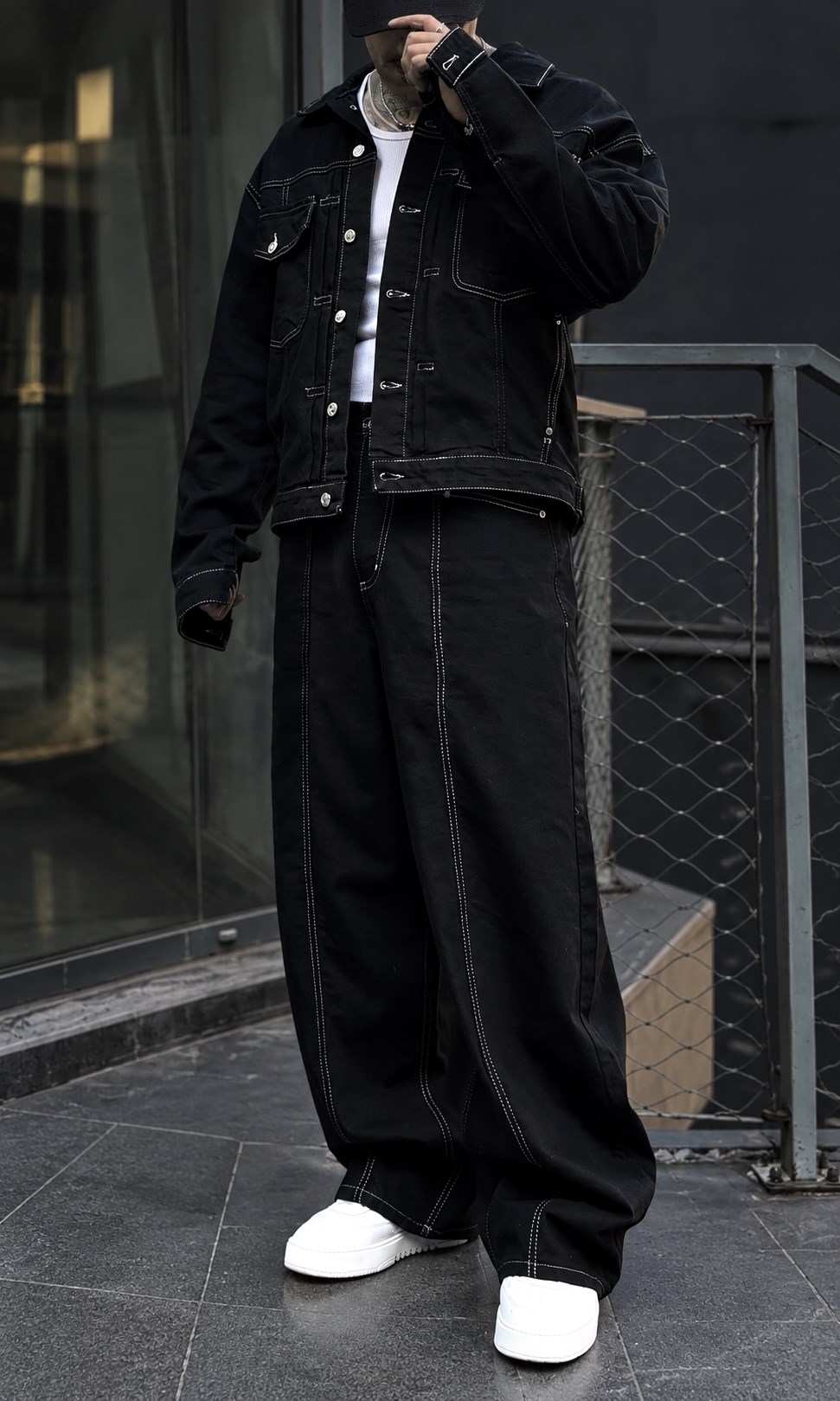 Deep Black Denim Set