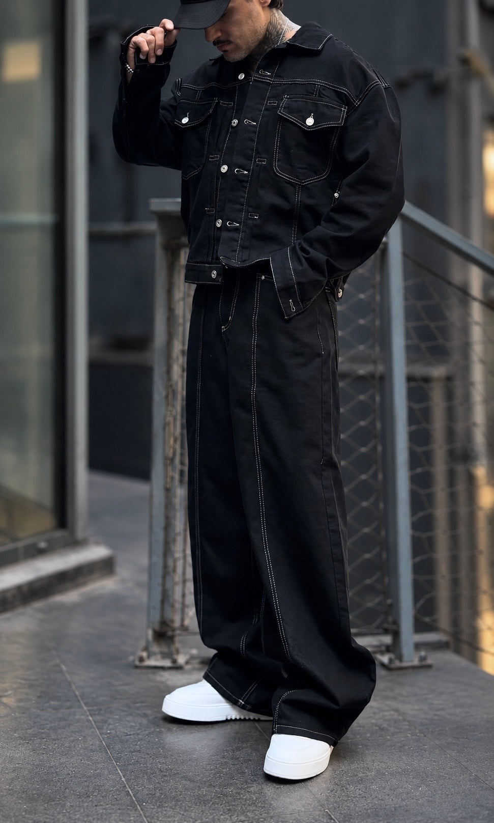 Deep Black Denim Set
