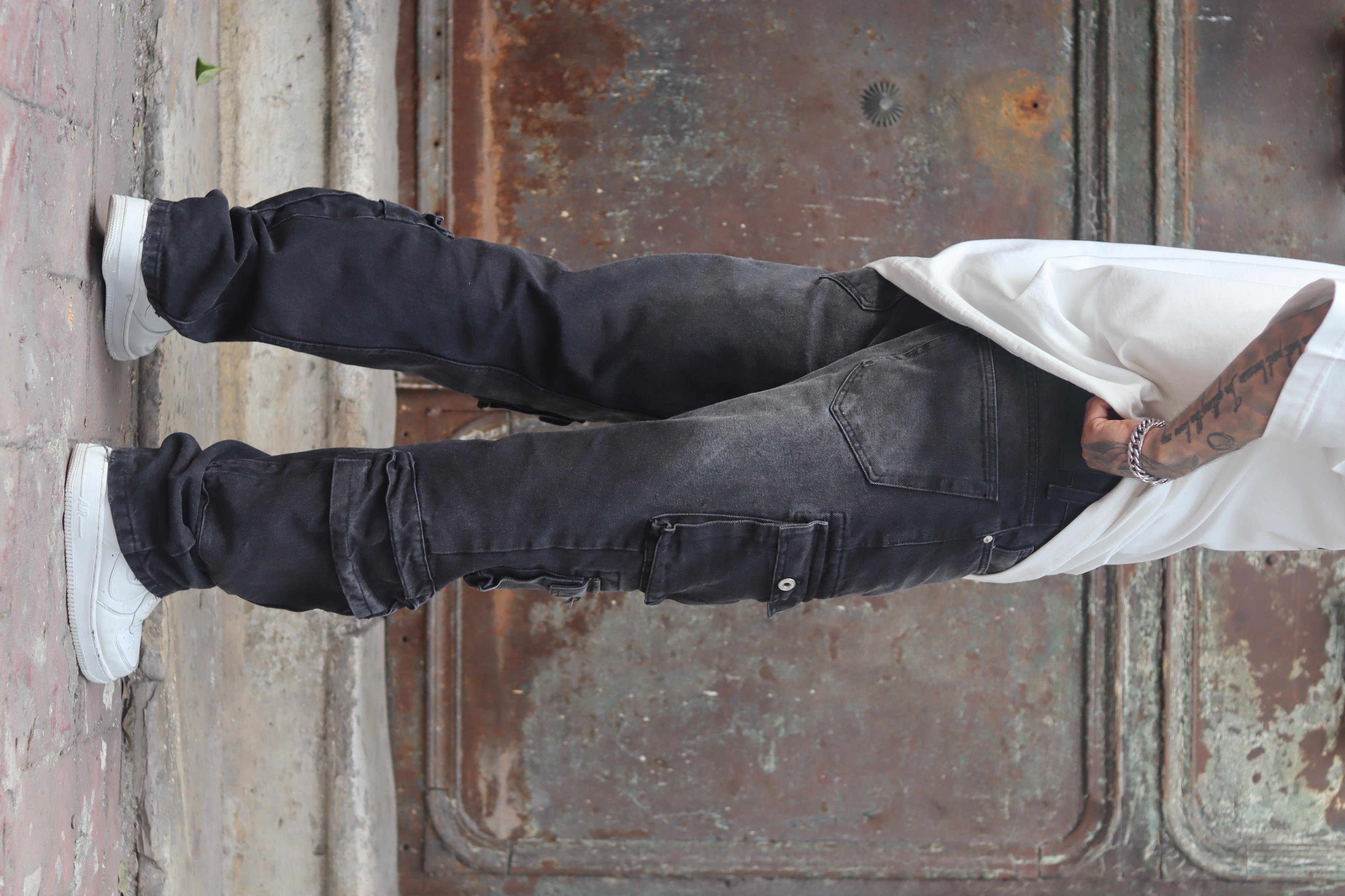 Dokulu tasarım baggy pantolon