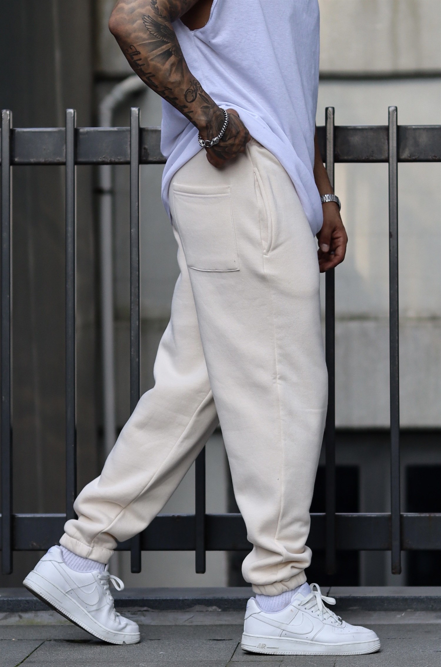 Ekru oversize 3 iplik eşofman