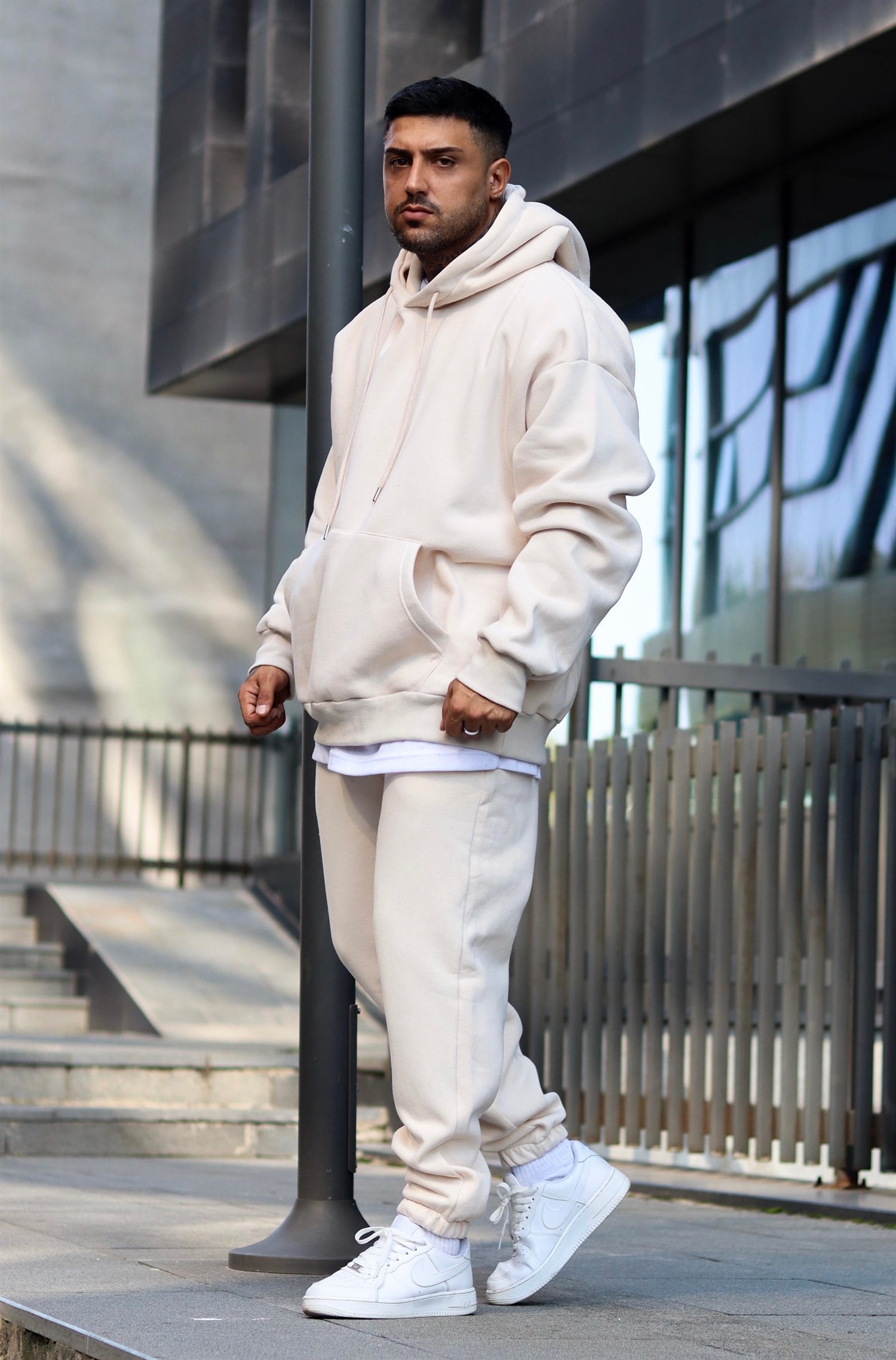 Ekru oversize 3 iplik takım
