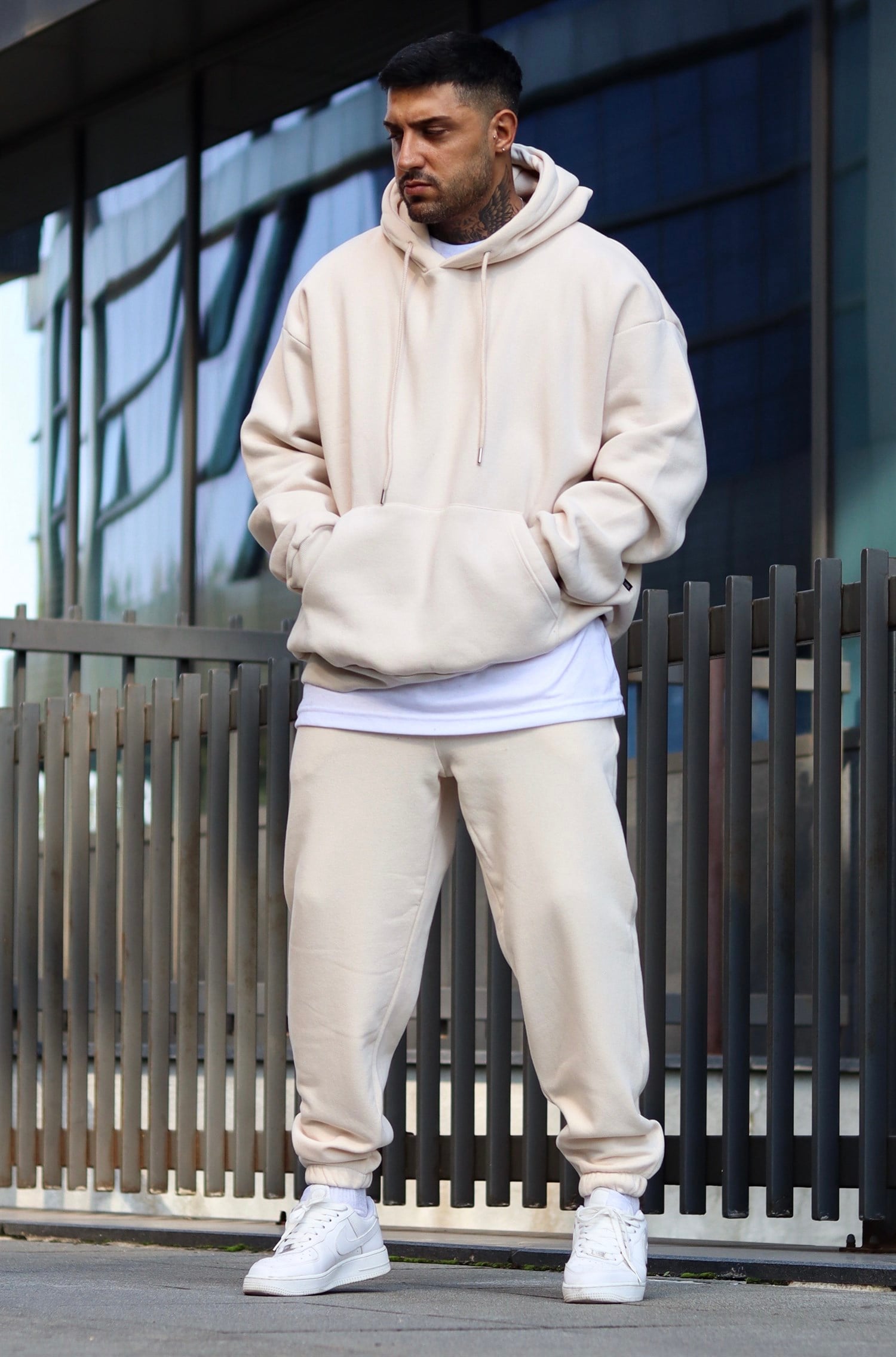 Ekru oversize 3 iplik takım