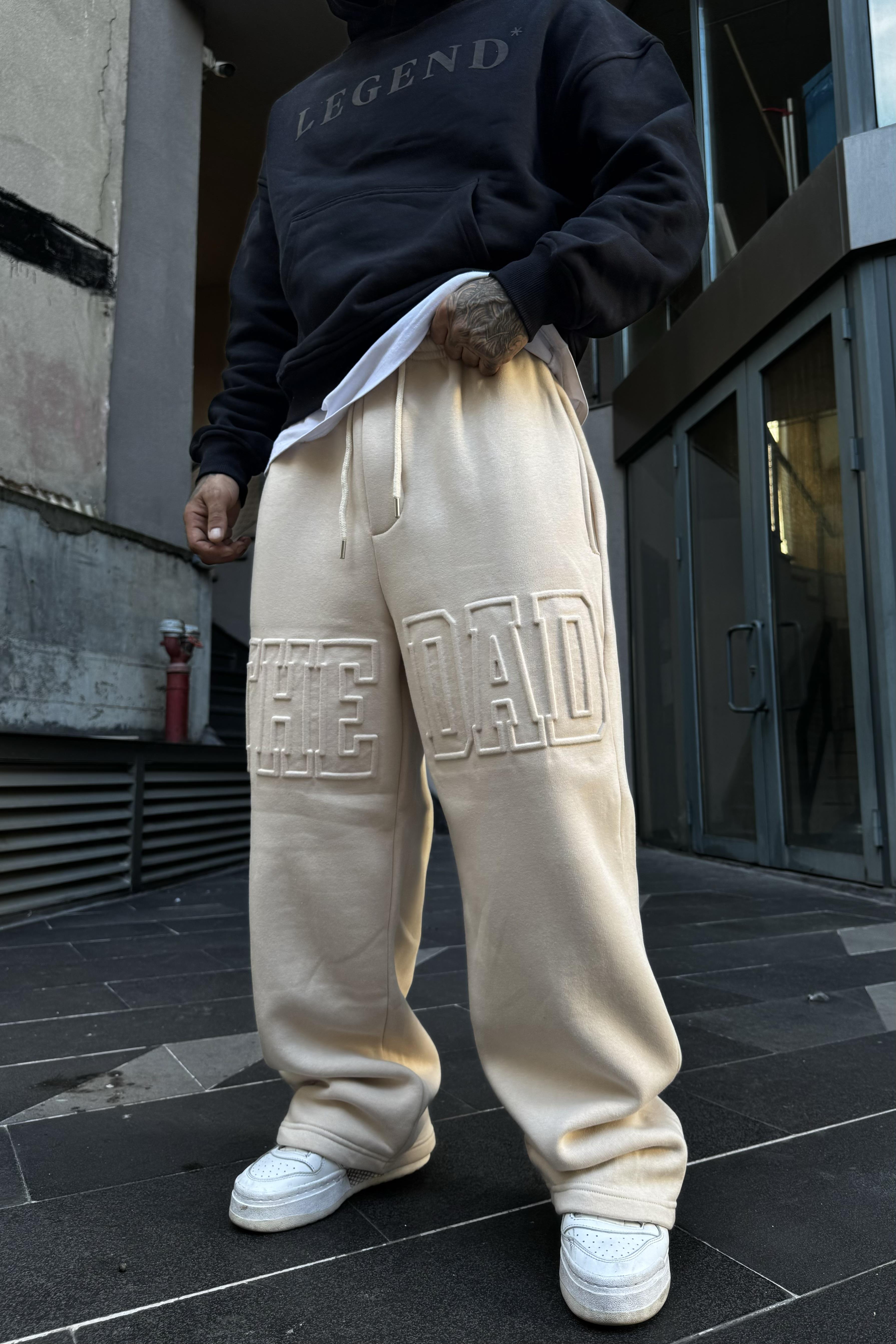 Ekstra baggy bej sweatpants