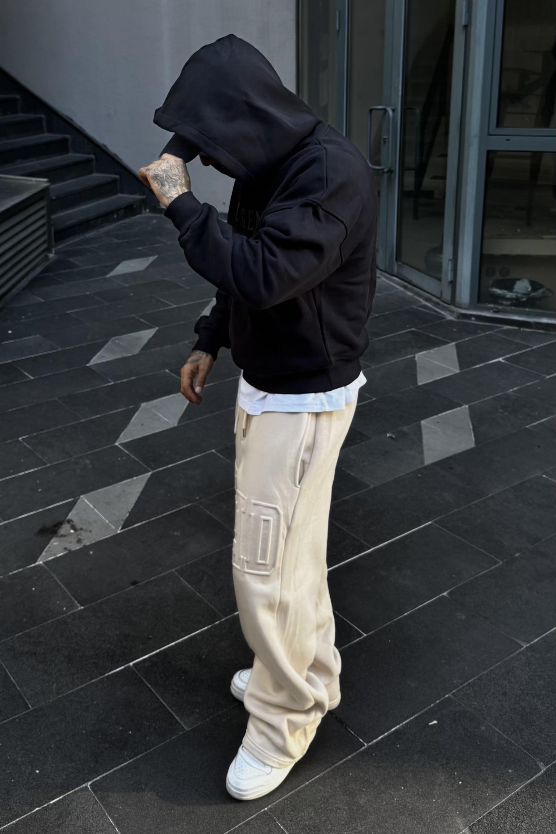 Ekstra baggy bej sweatpants