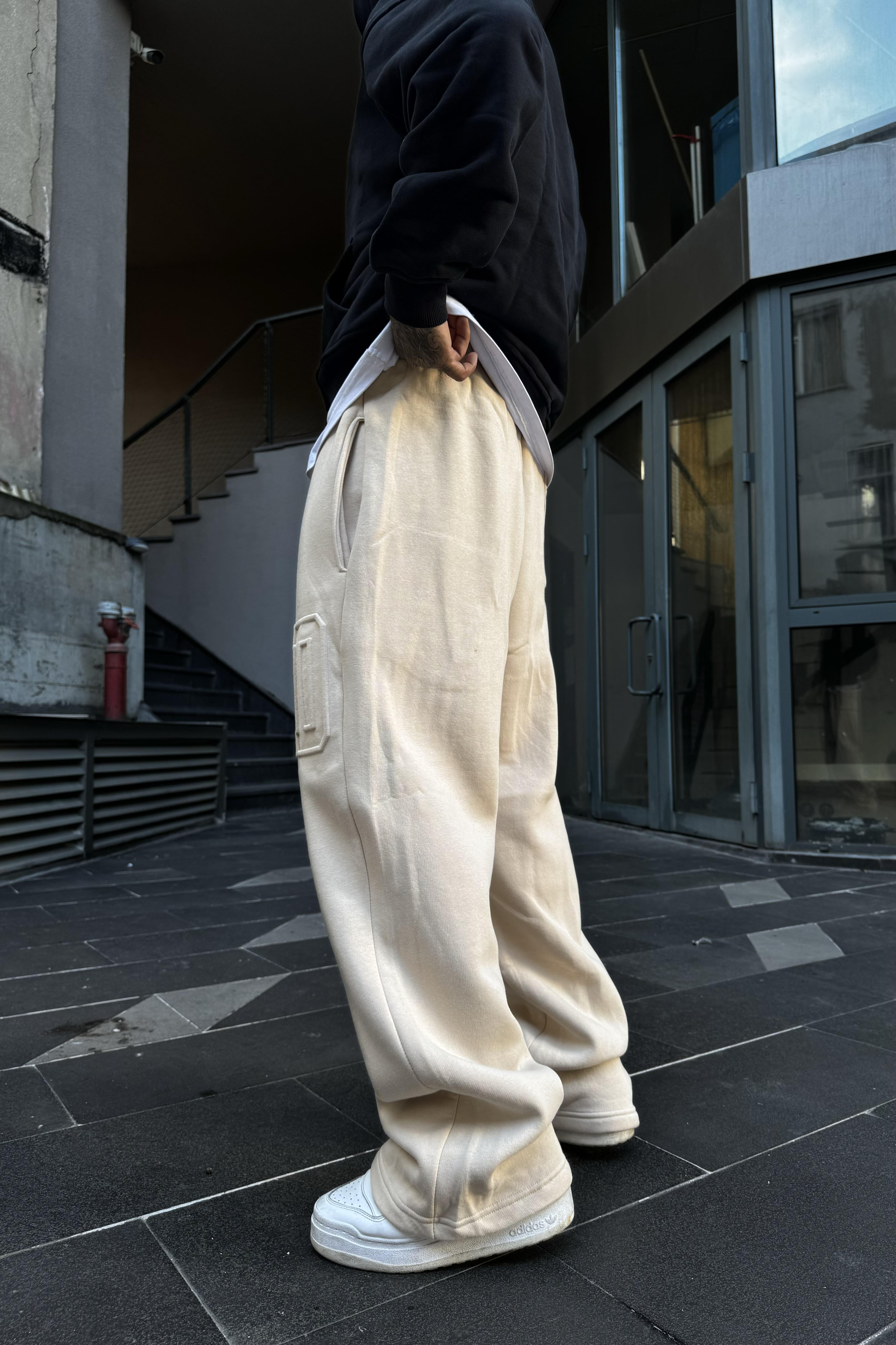 Ekstra baggy bej sweatpants