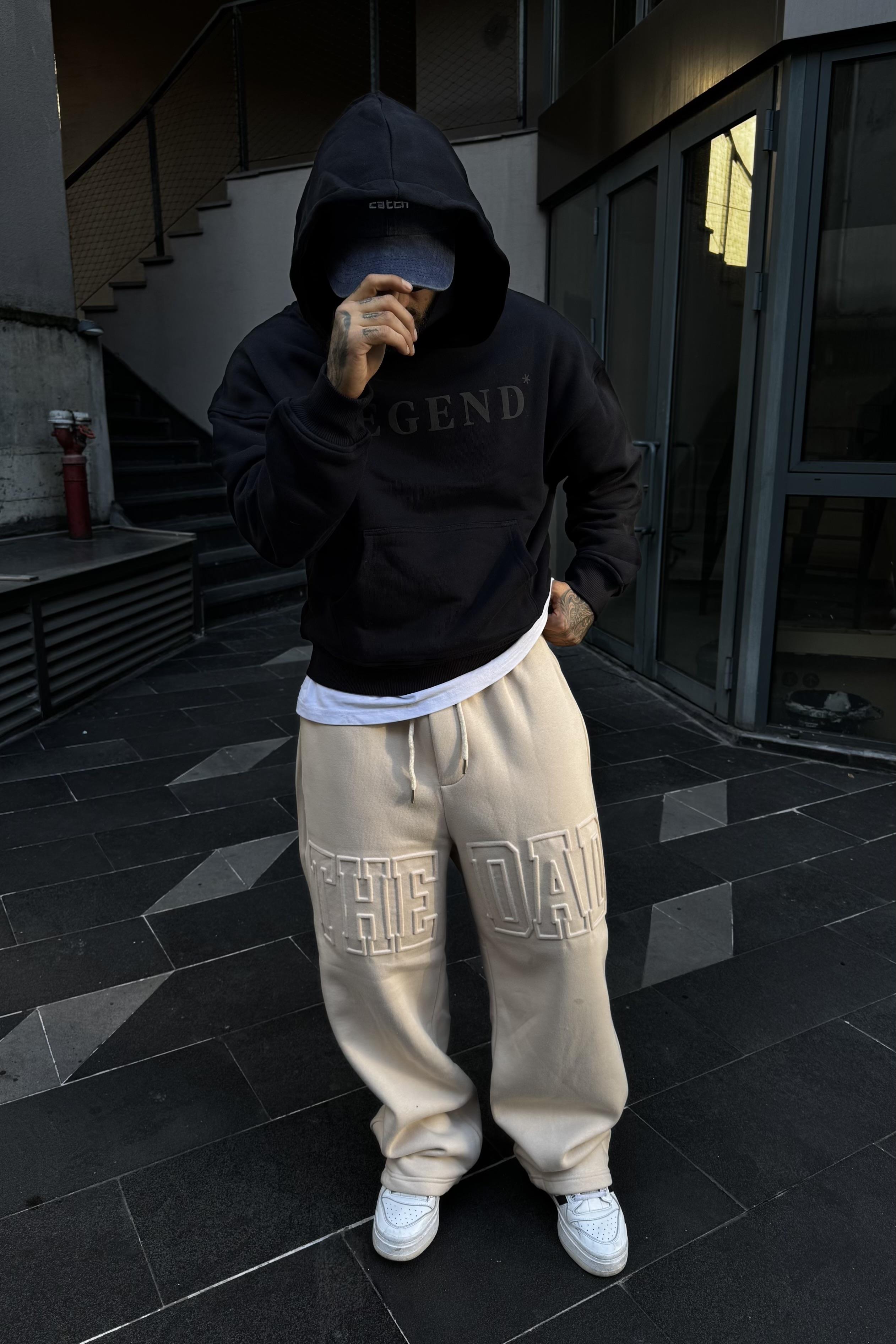 Ekstra baggy bej sweatpants
