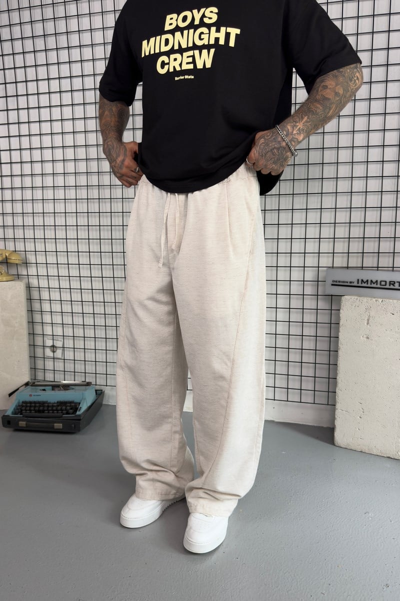 Ekstra Baggy Keten Pantolon