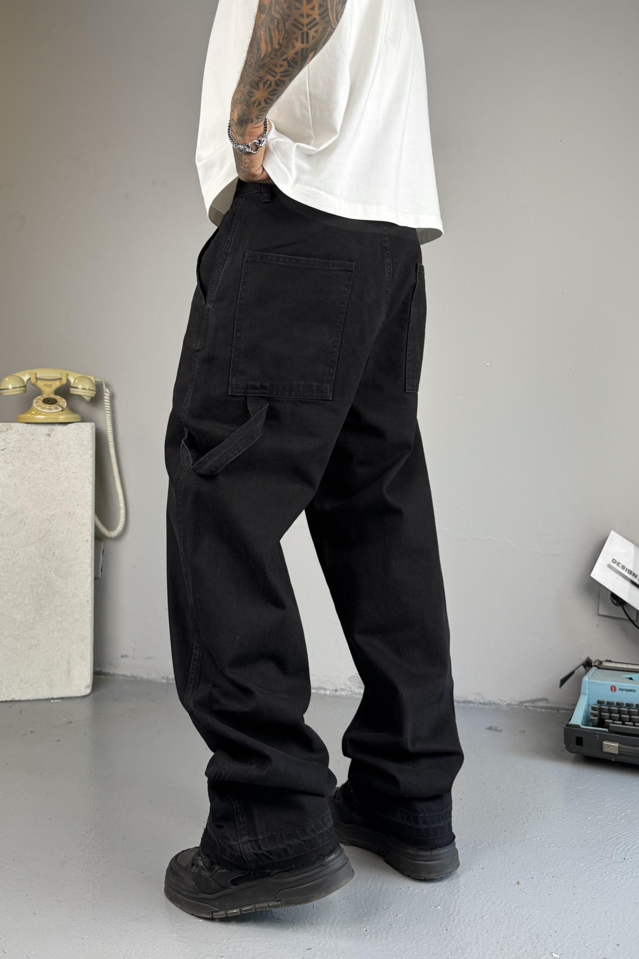 Ekstra Baggy Siyah Denim Pantolon