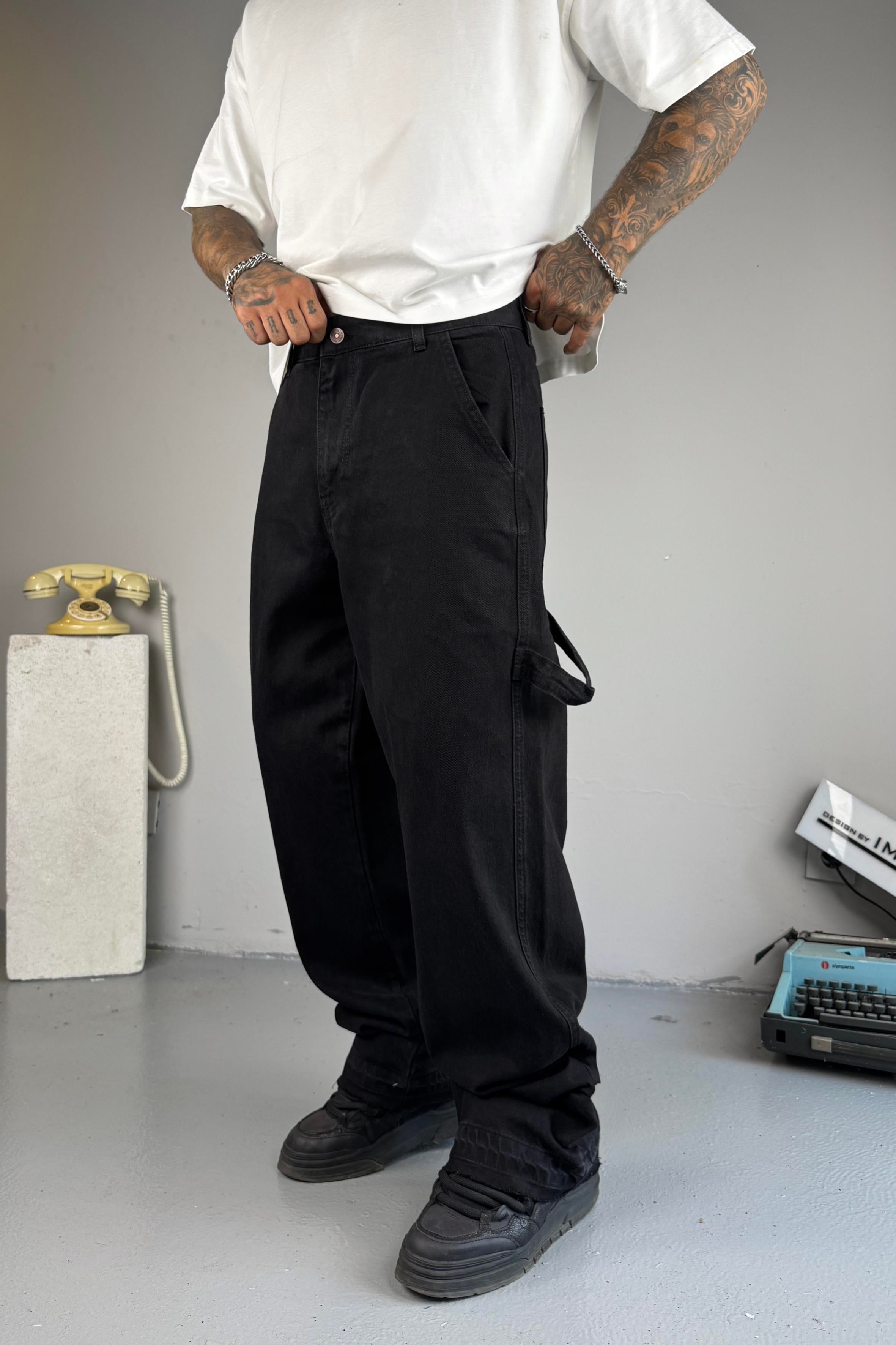Ekstra Baggy Siyah Denim Pantolon