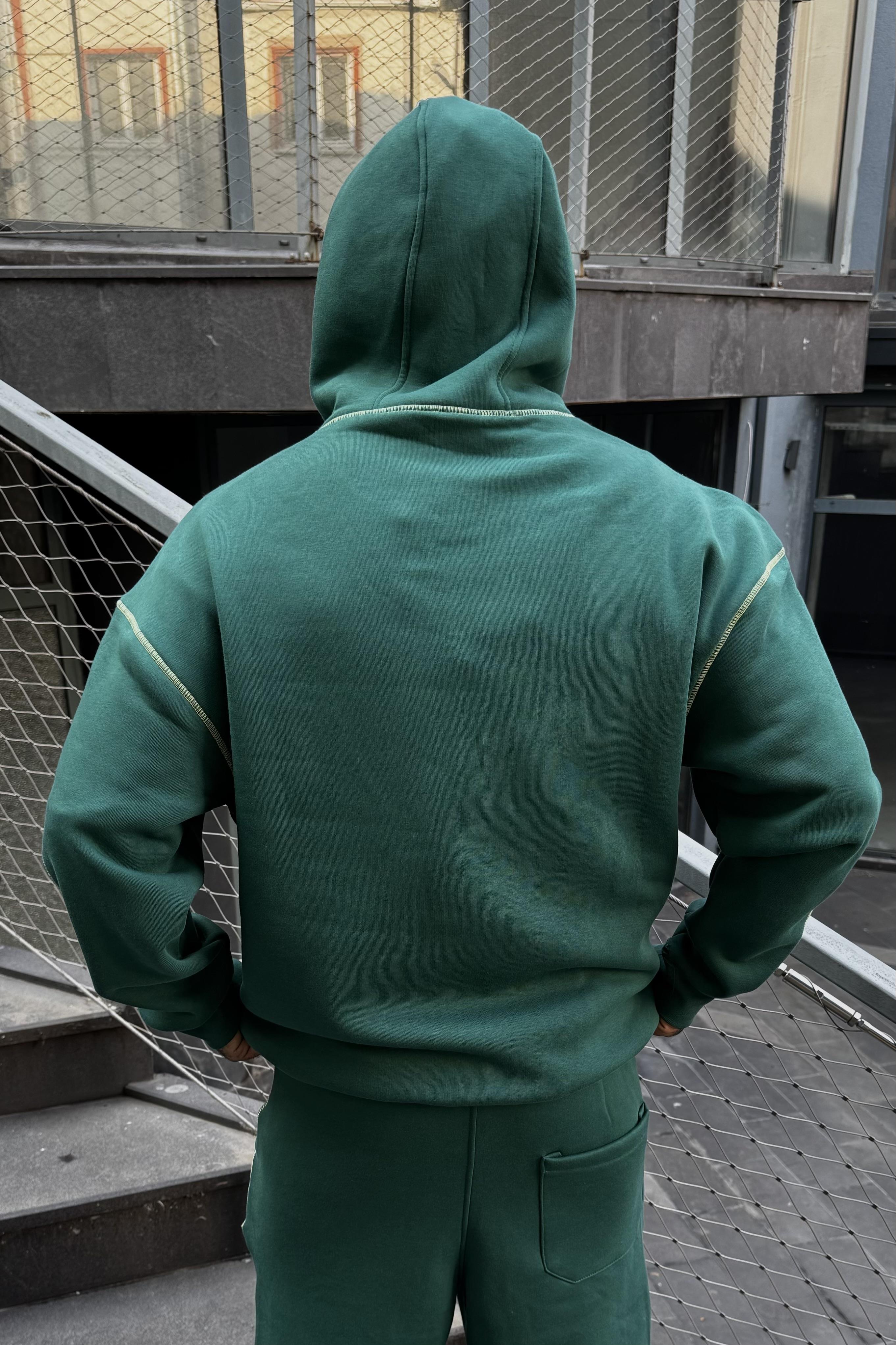 Green oversize şerit nakışlı takım