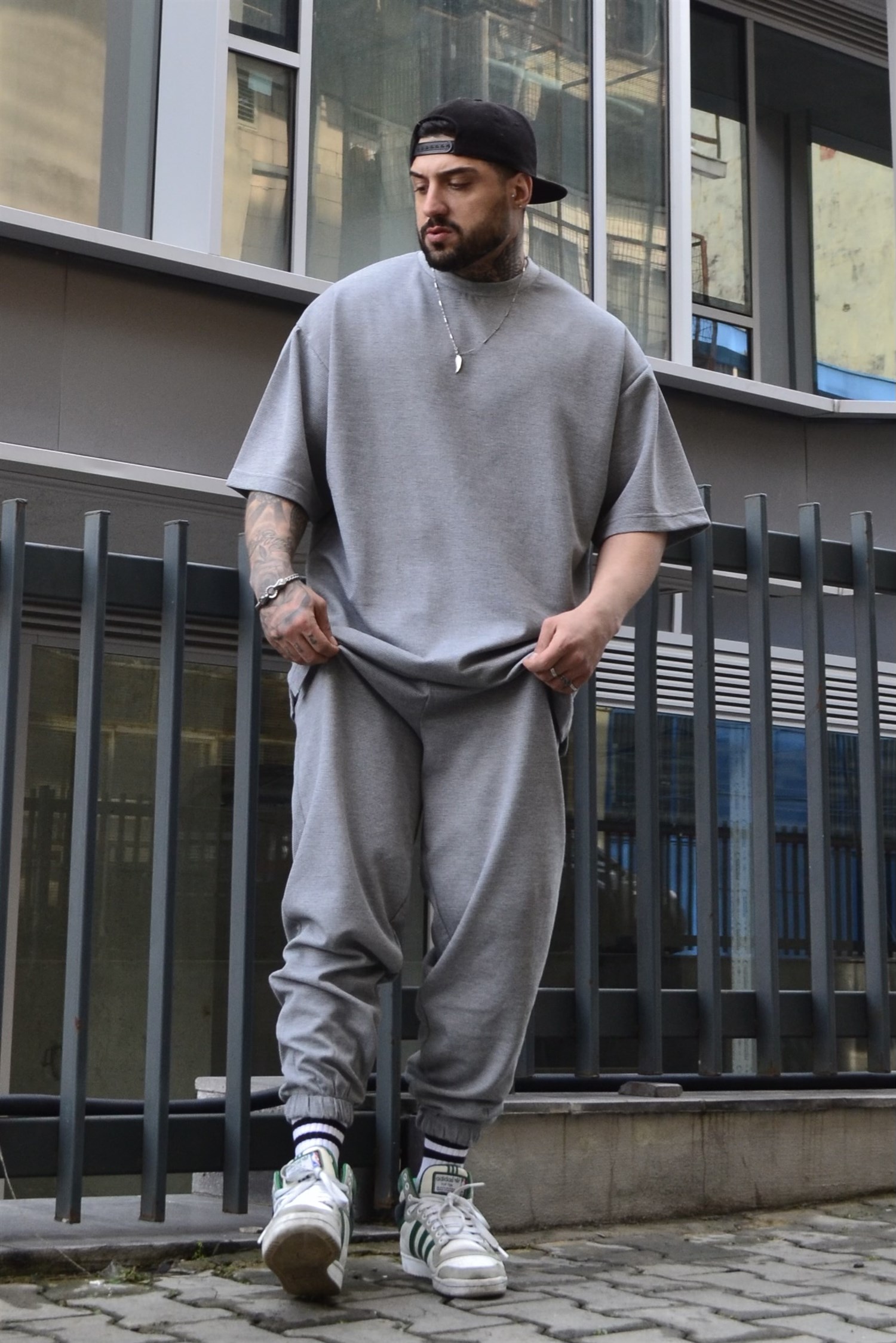 Grey oversize takım