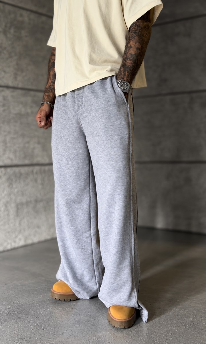 Gri Melanj Raw Baggy Pantolon