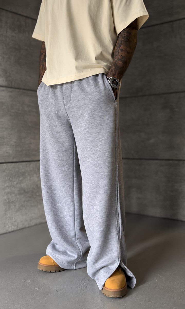 Gri Melanj Raw Baggy Pantolon