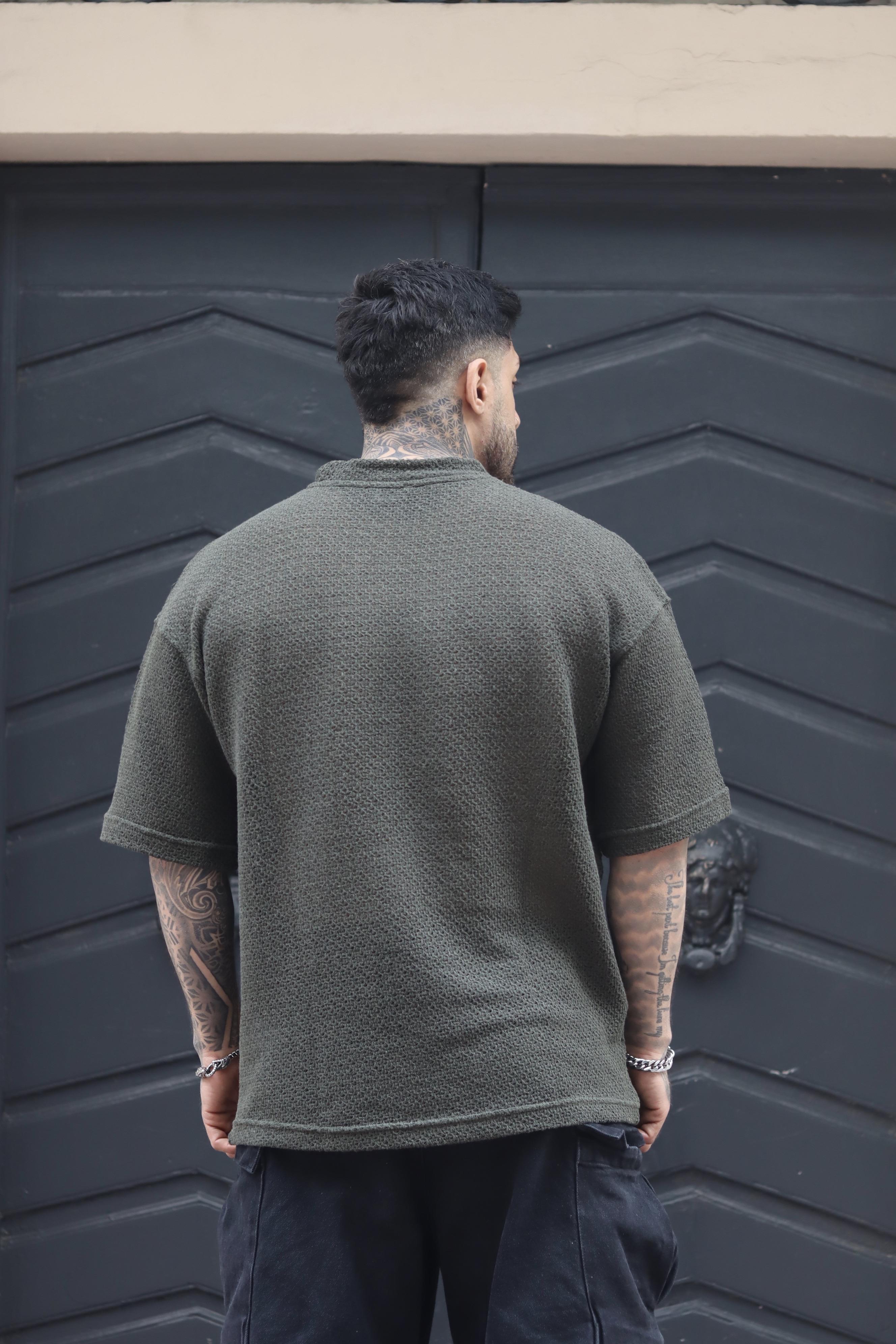 Haki dokulu oversize tshirt