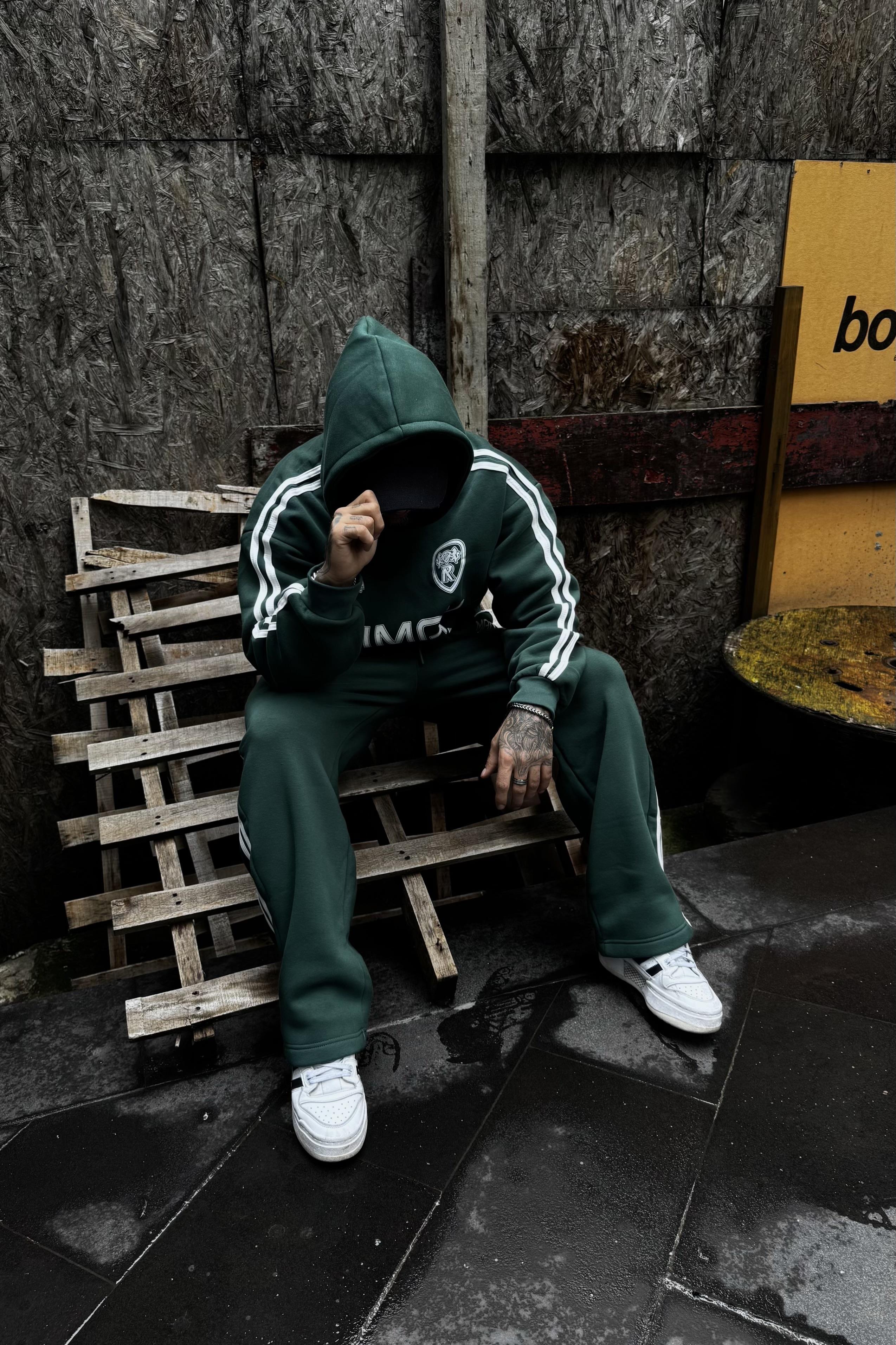 Human oversize haki şeritli takım