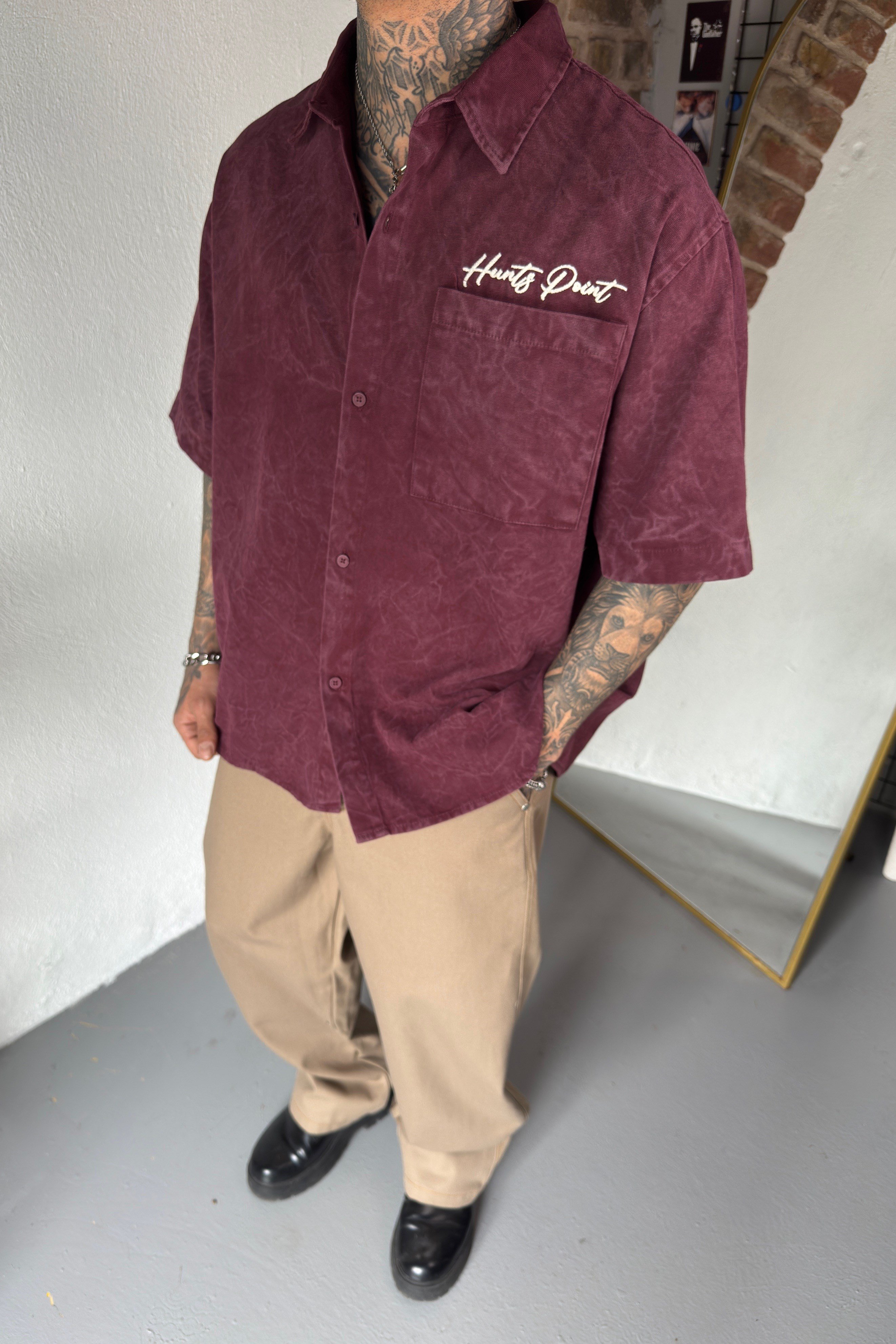 Hunts Point Bordo Oversize Gömlek