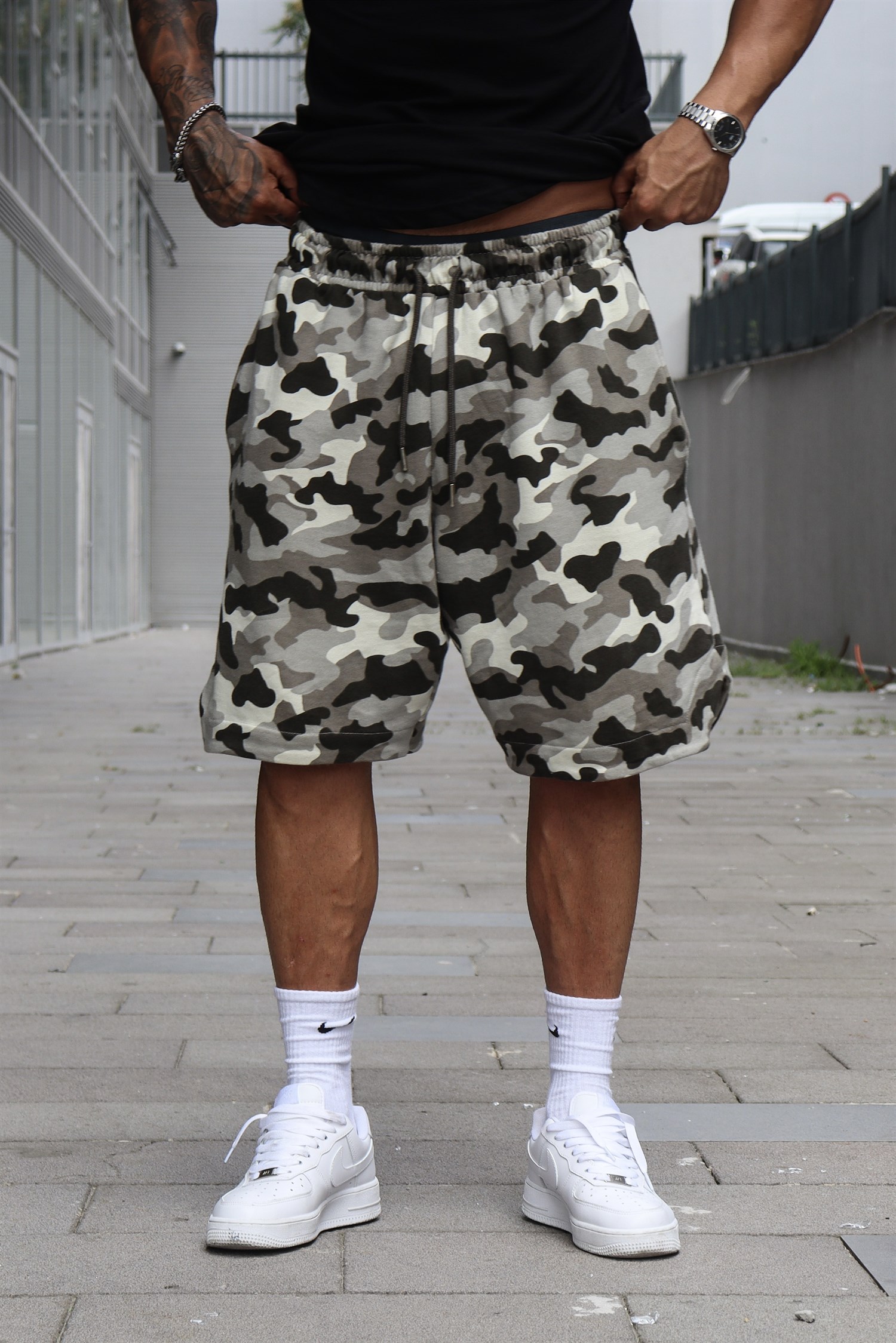 Kamuflaj oversize şort