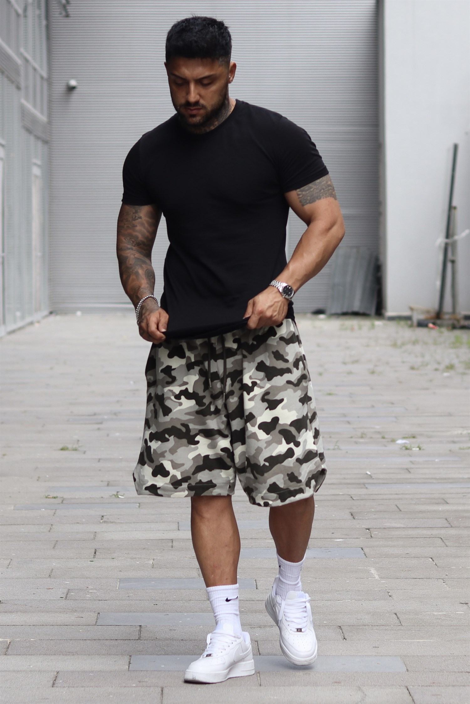 Kamuflaj oversize şort