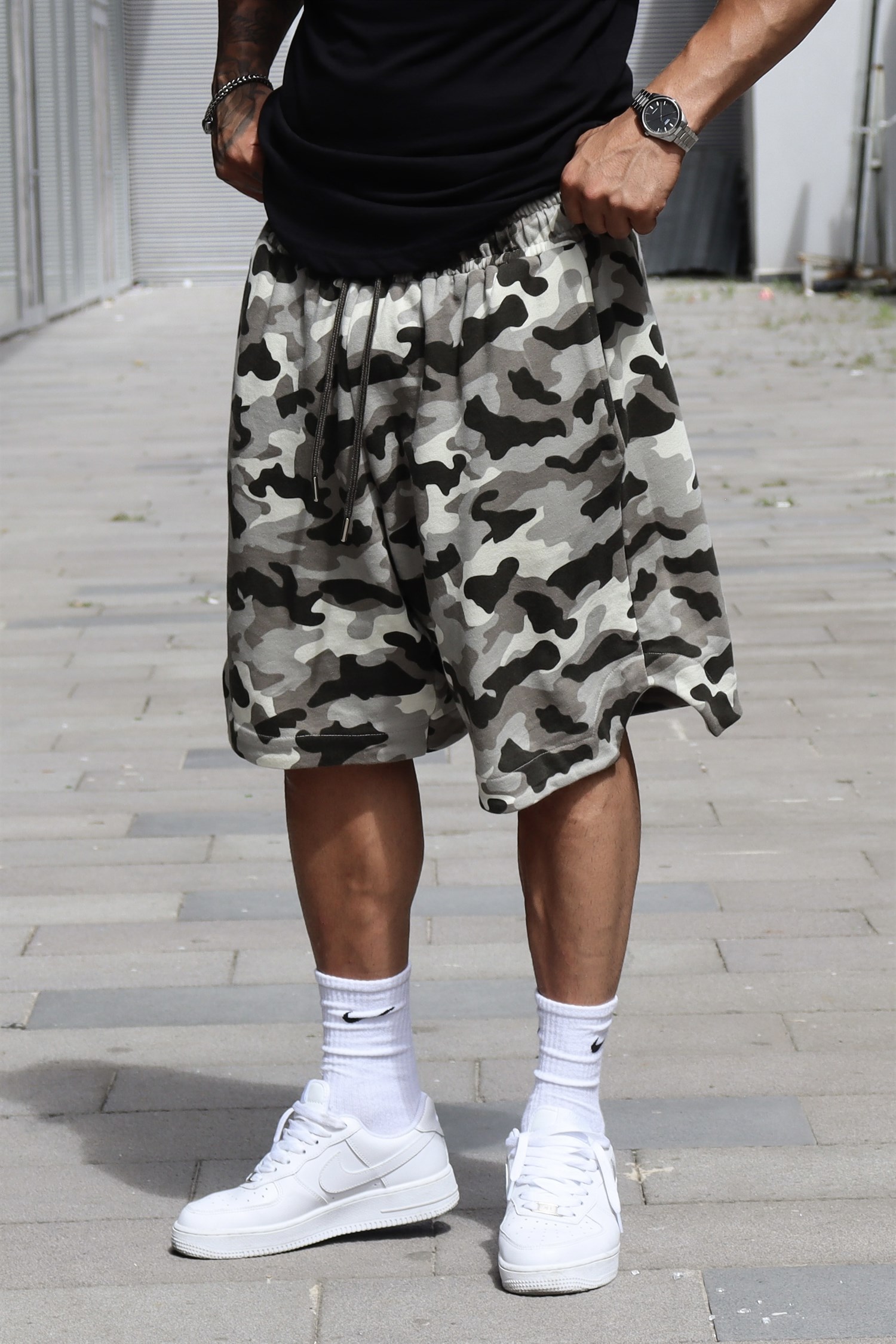 Kamuflaj oversize şort