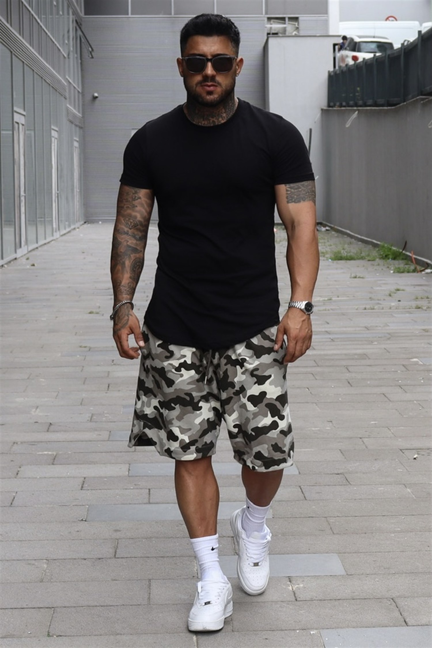 Kamuflaj oversize şort
