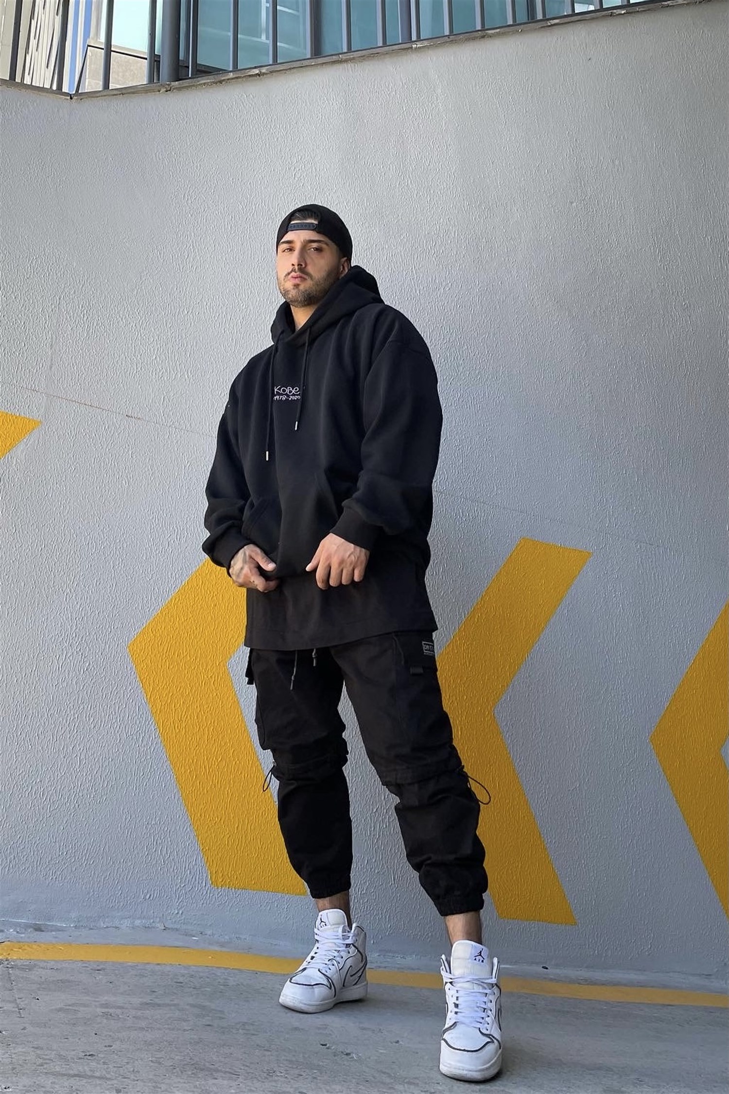 Kobe24 siyah oversize hoodie