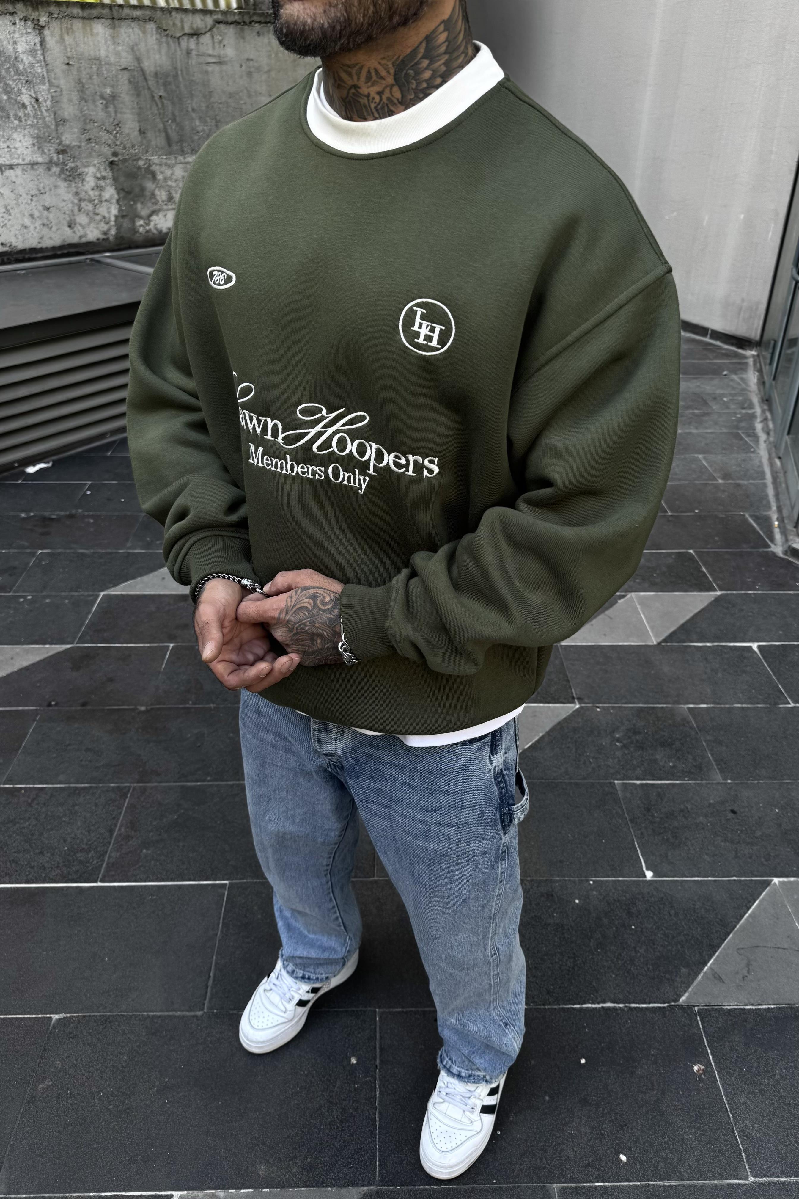 Lawn hoopers haki oversize sweatshirt