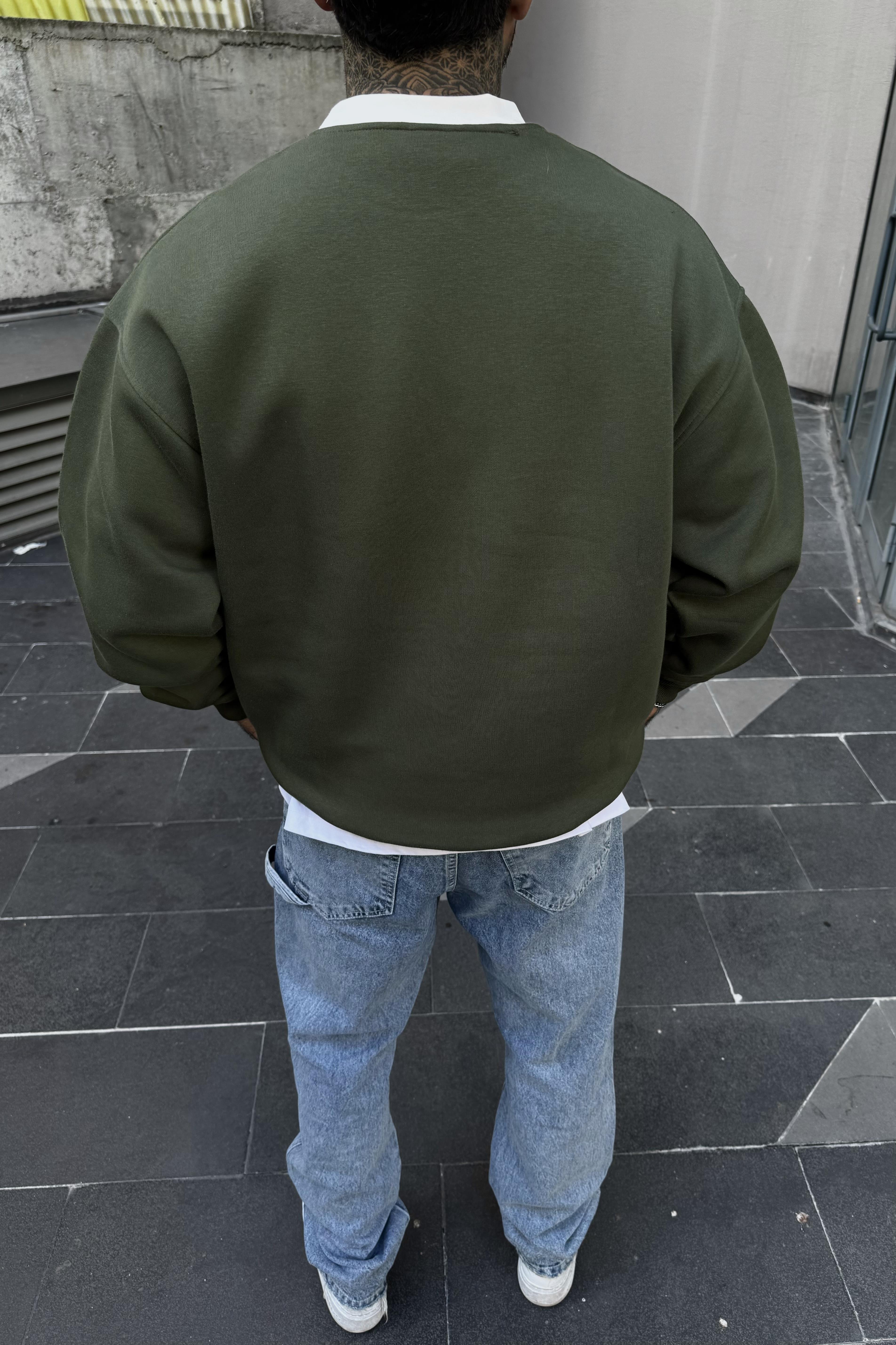 Lawn hoopers haki oversize sweatshirt