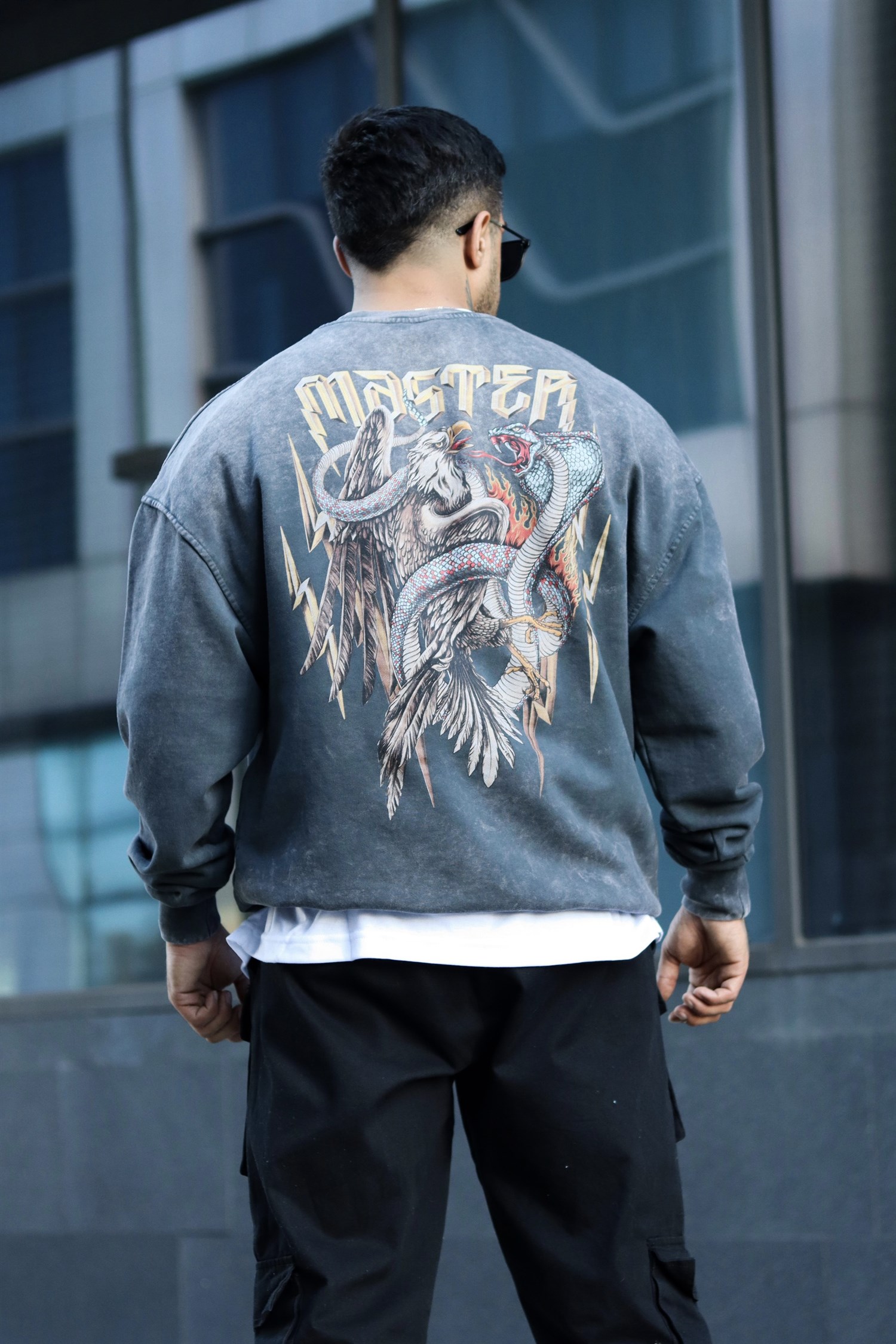 Master oversize acid yıkama sweatshirt