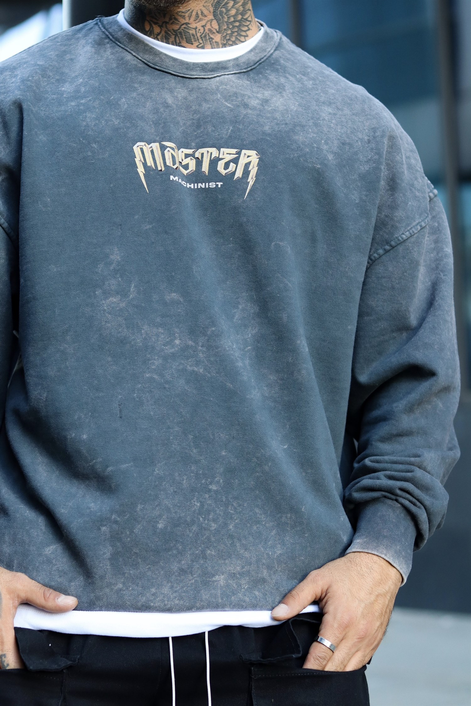 Master oversize acid yıkama sweatshirt